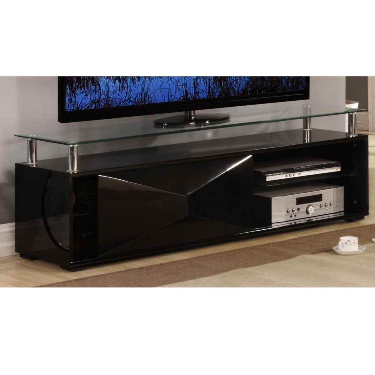 Centralia High Gloss TV Cabinet - Black - Sigrid Mills