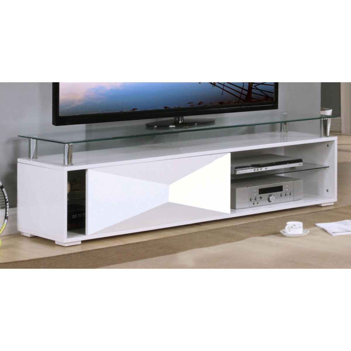 Centralia High Gloss TV Cabinet - White - Sigrid Mills