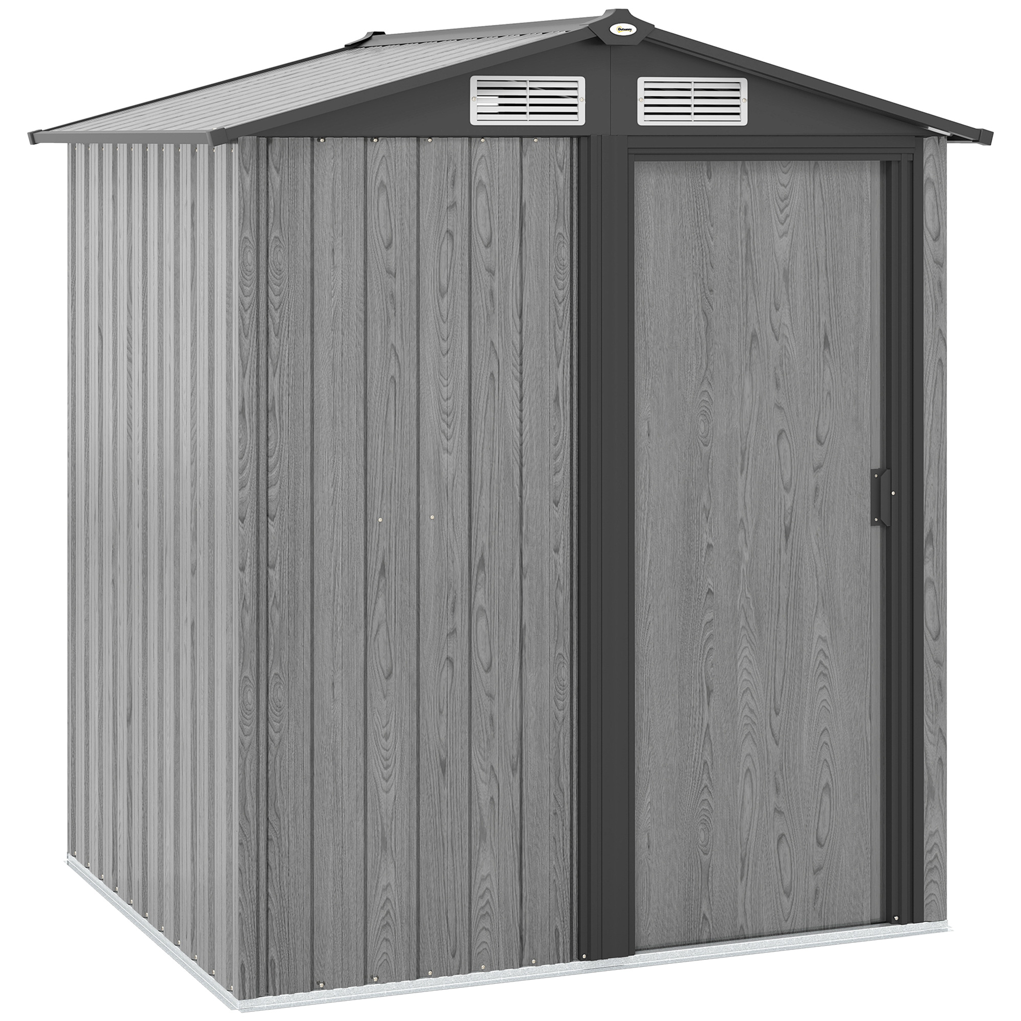 SUNVISTA 4.3 x 5ft Outdoor Garden Storage Shed Grey Wood Effect - Life Essentials