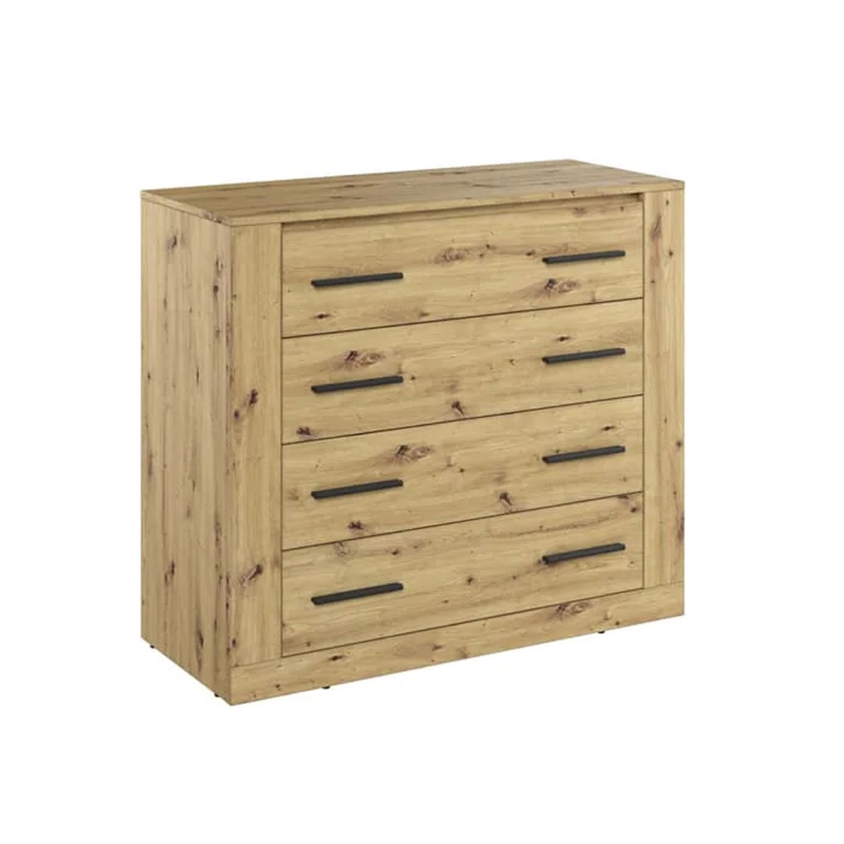 INNISFAIL II Oak Finish Chest of Drawers - Medium-sized, 4 Drawers - Art Nest