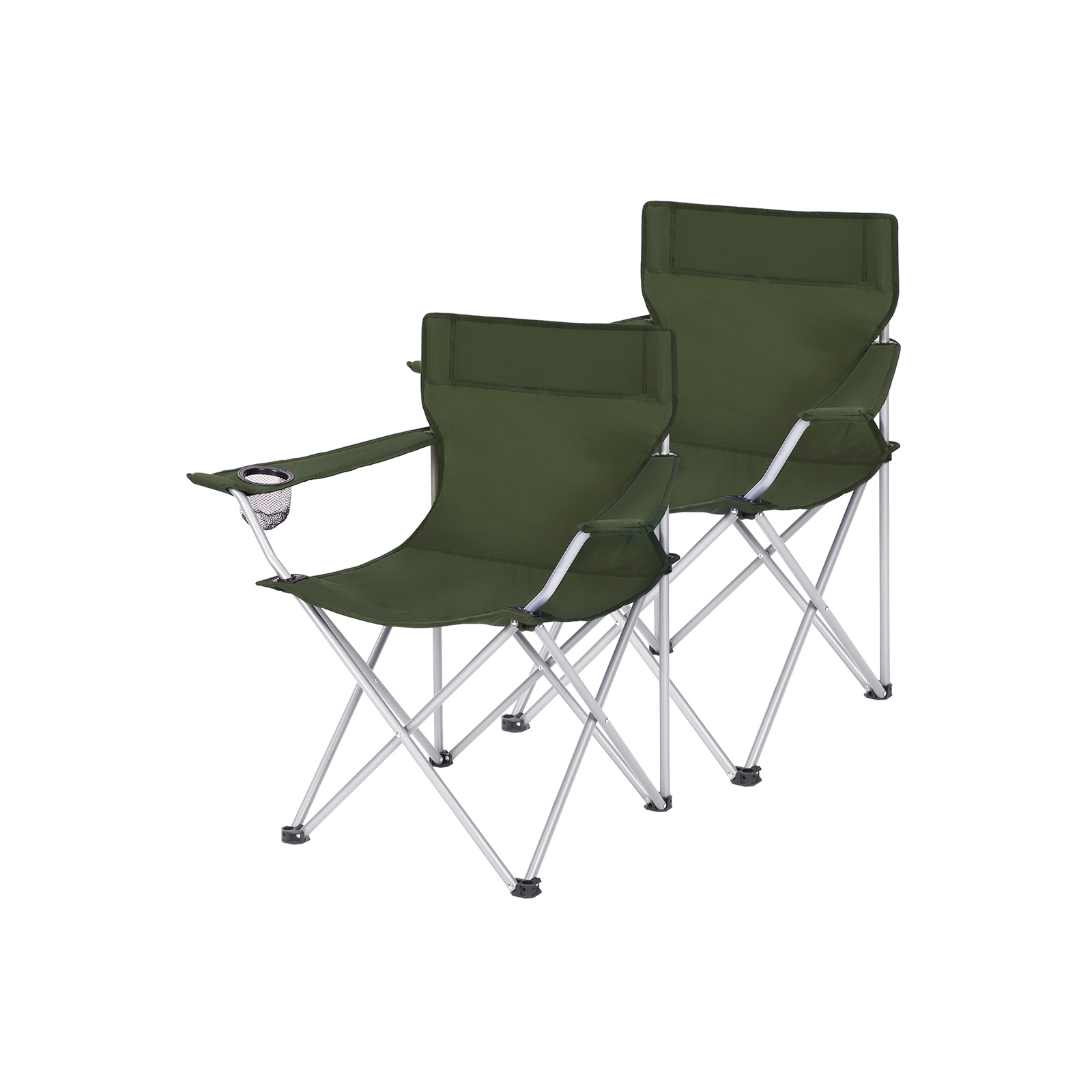 Set of 2 Green Foldable Camping Chairs with Armrest - Indigo Home
