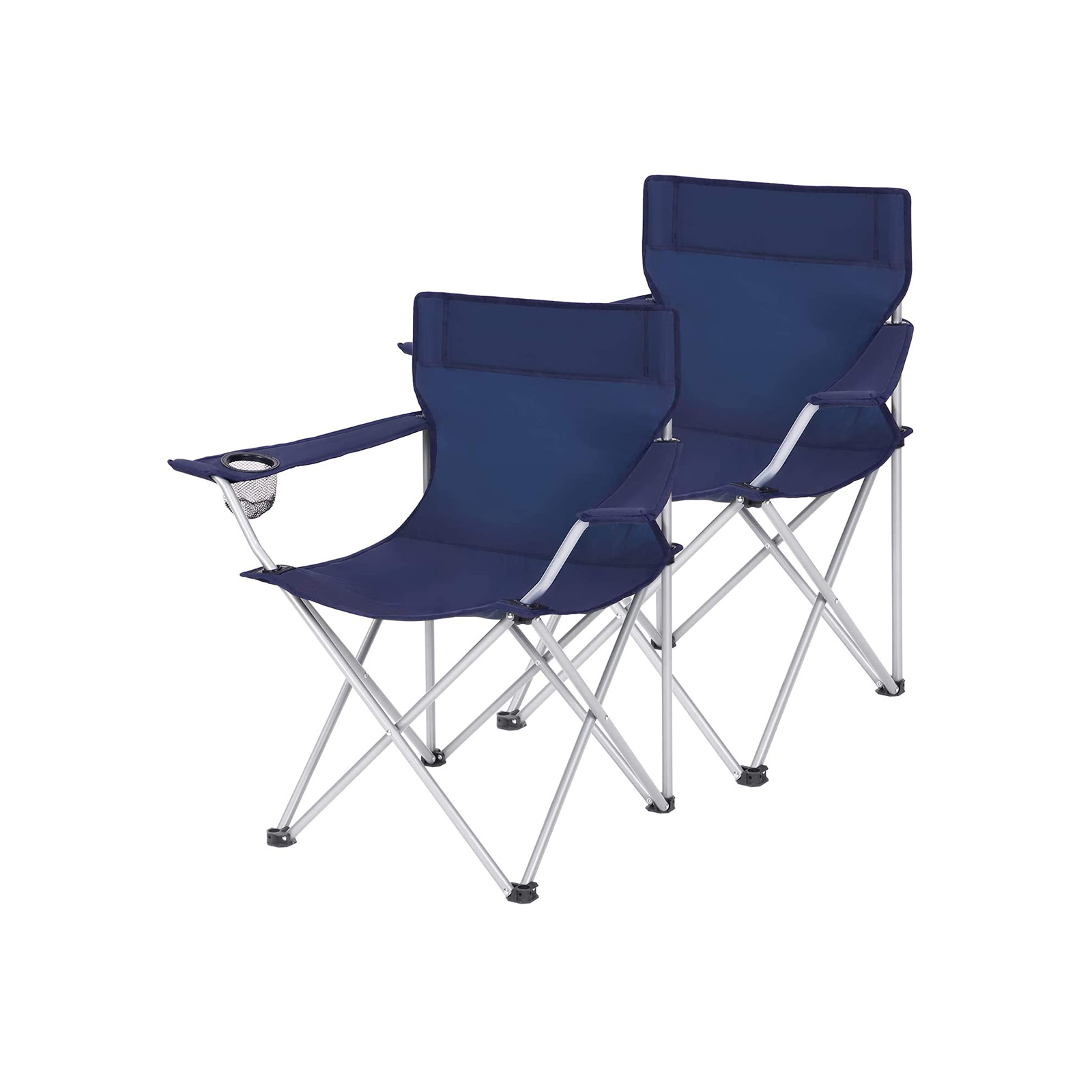 Set of 2 Blue Portable Camping Chairs with Armrest - Indigo Home