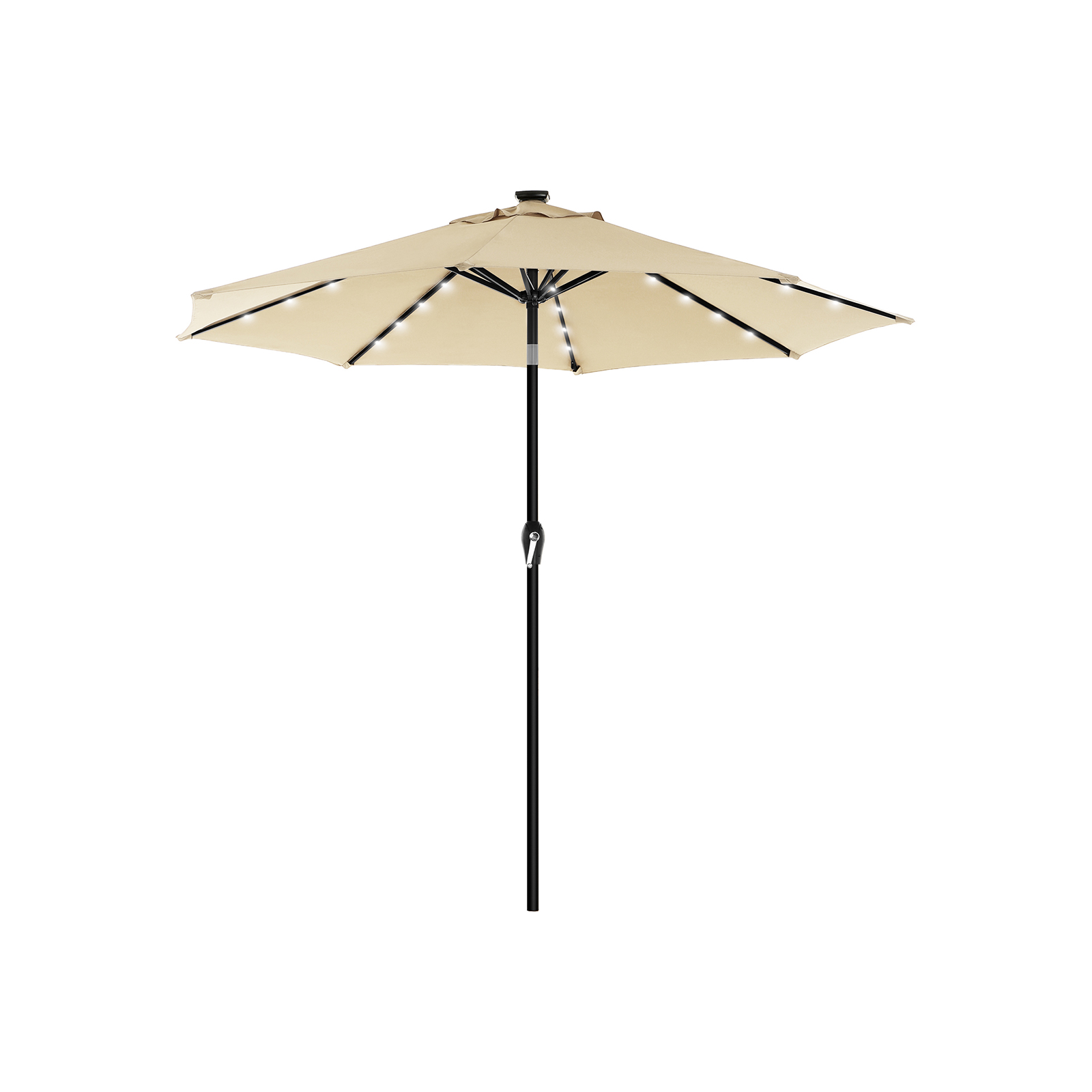 Beige Parasol Umbrella with Solar-Powered Lights - Indigo Home