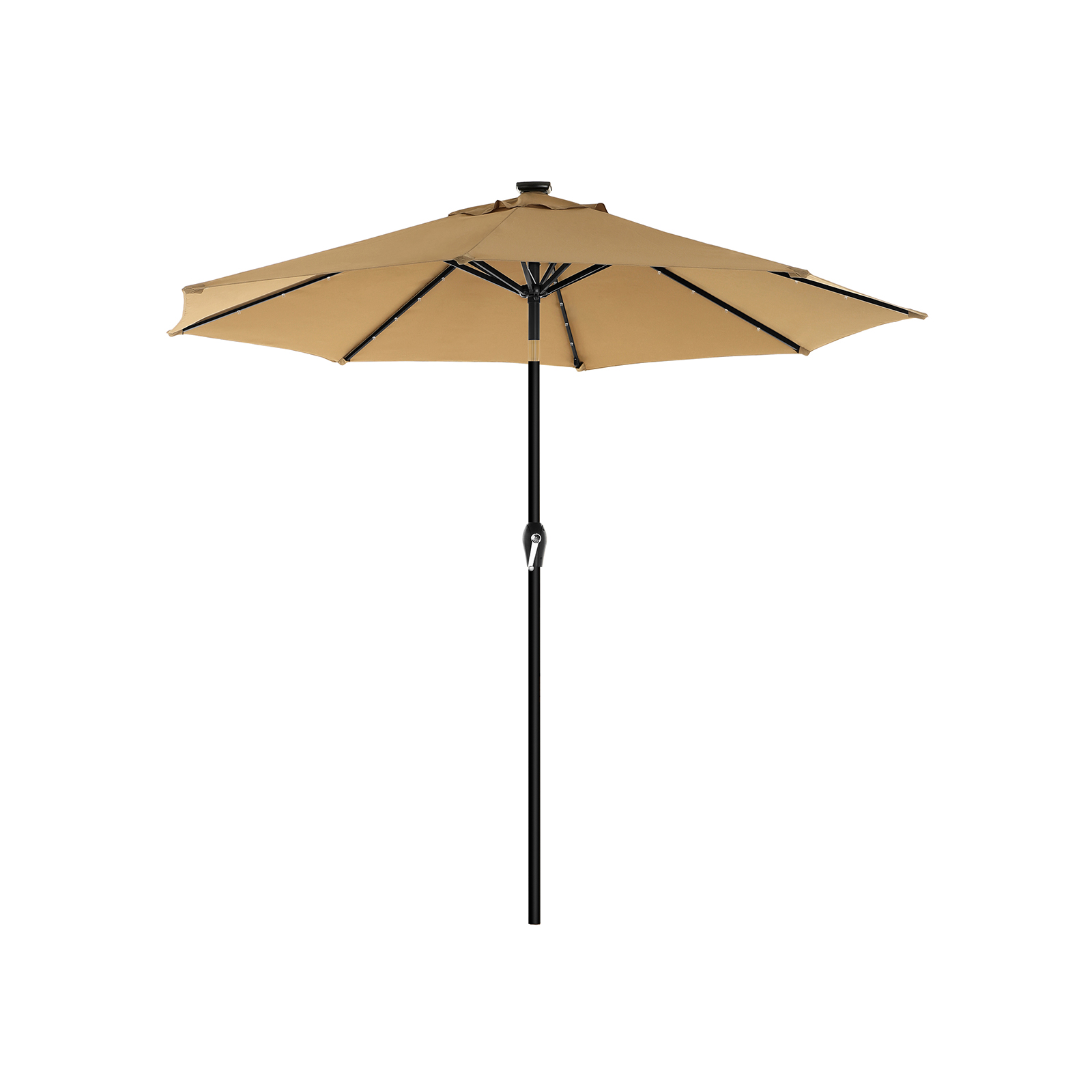 Taupe Sun Umbrella with Solar-Powered Lights - Indigo Home