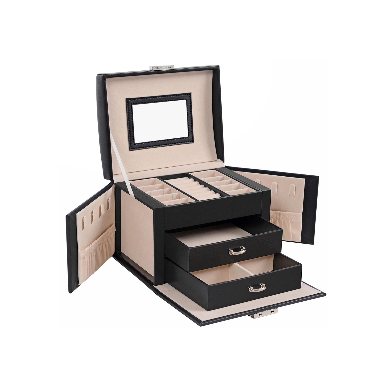 Black Jewelry Box with Lock - Indigo Home
