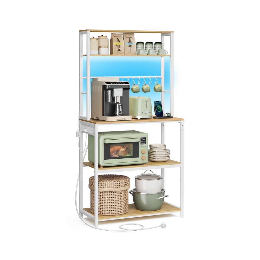 FERNHAVEN Kitchen Utensil Racks with LED Lights - Brown and White - Indigo Home