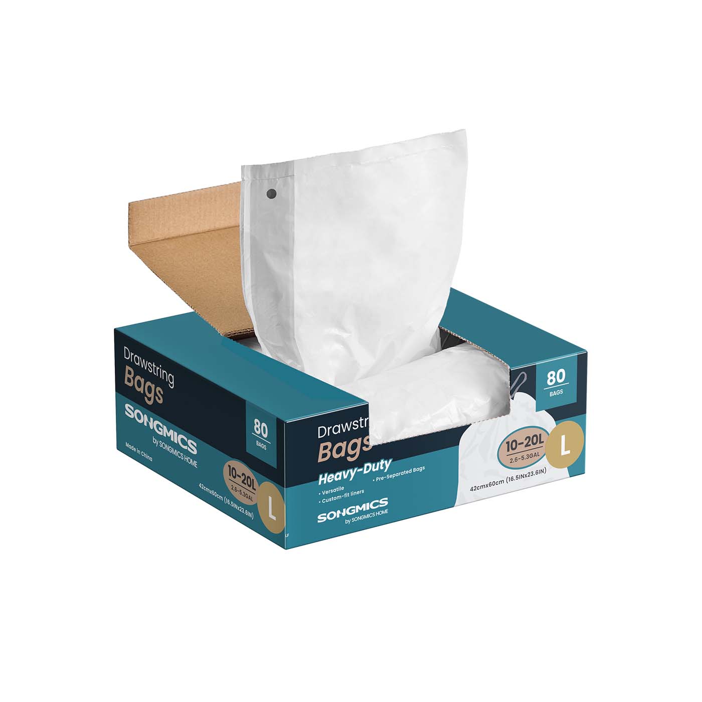 Bin Bags - VERDA 20L Drawstring Rubbish 80 Bags Quick-Dispense 2 Box - White - Indigo Home