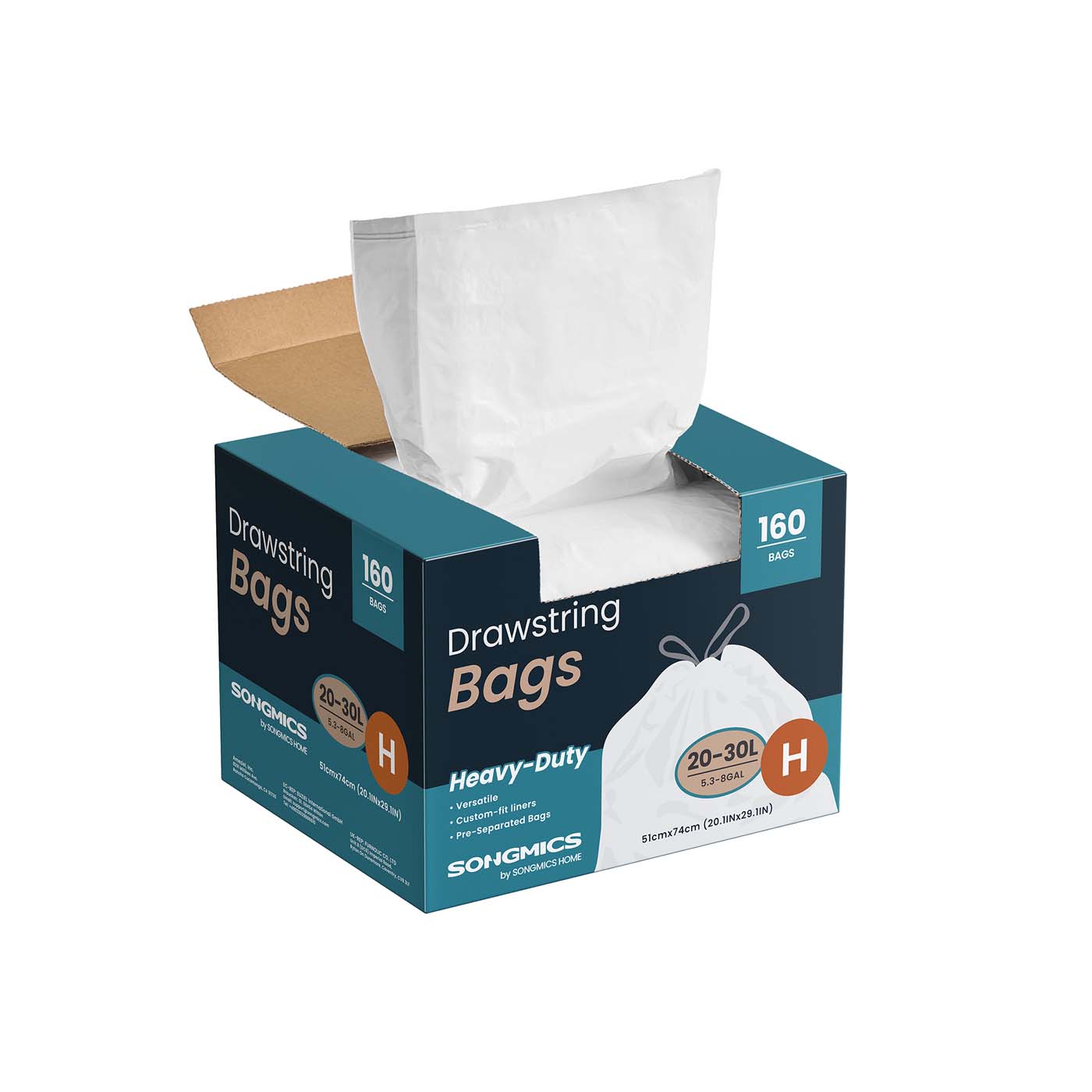 Bin Bags - VERDA 30L Drawstring Rubbish Bags Quick-Dispense Box - White - Indigo Home