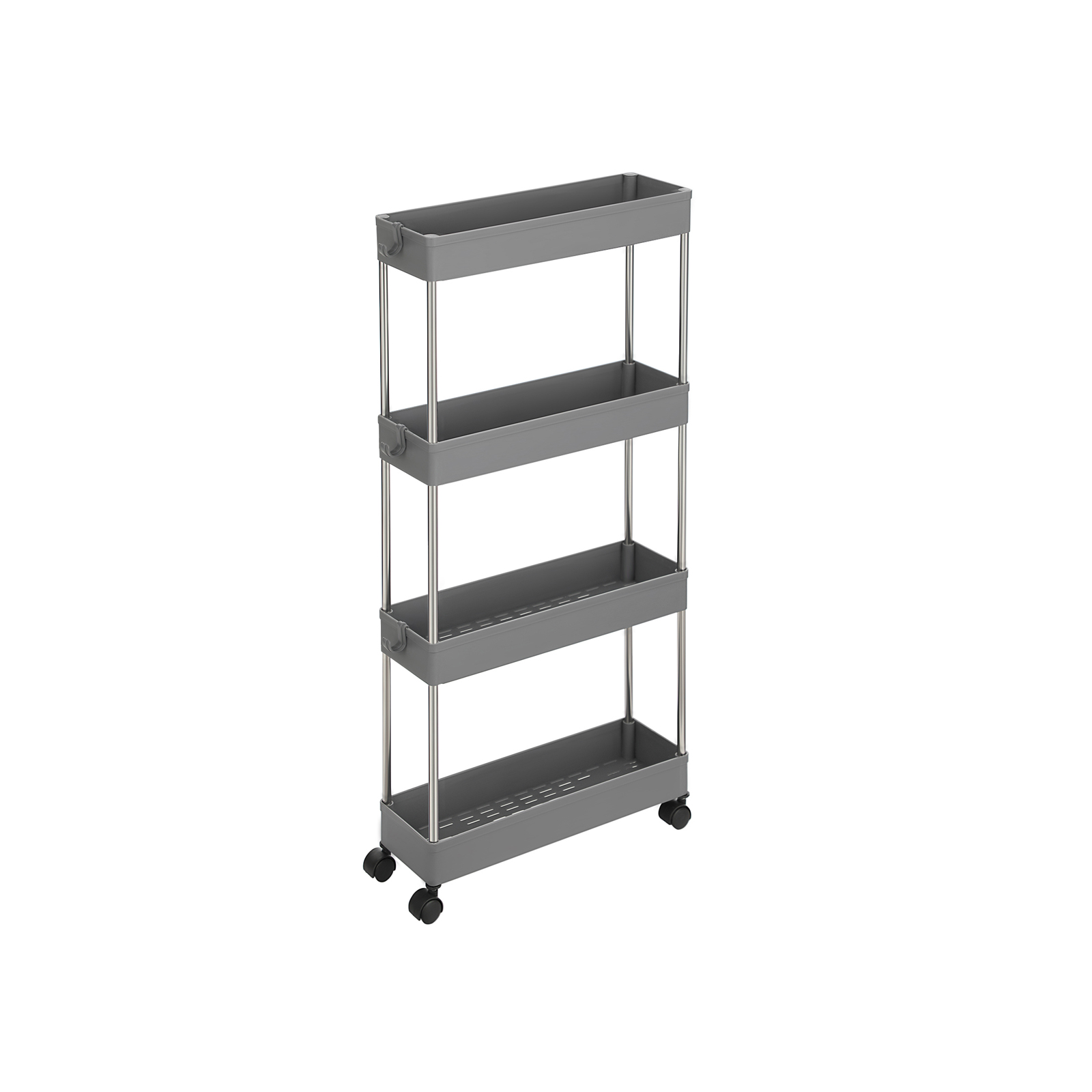 Grey 4-Tier Slim Plastic Storage Cart - Indigo Home