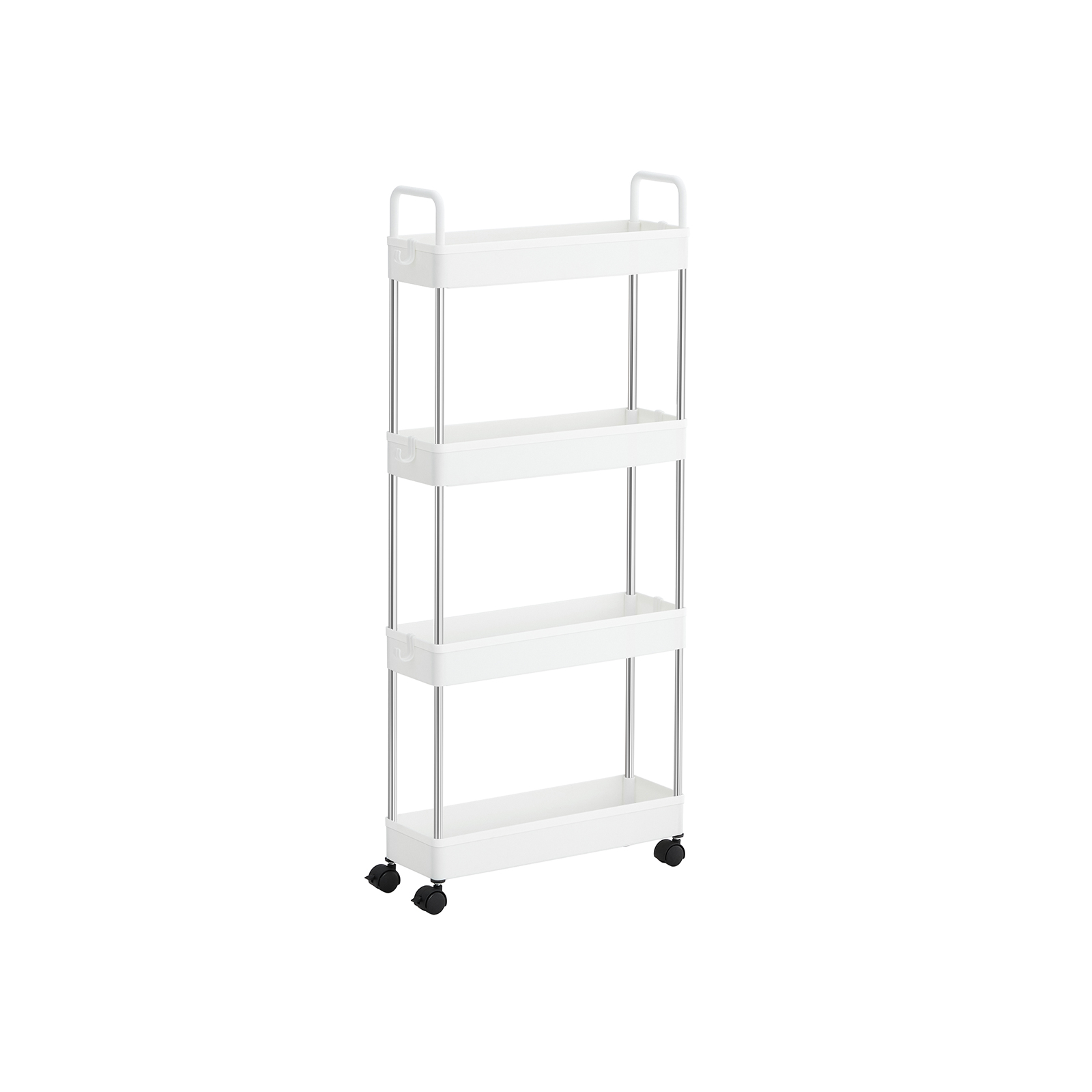 White Narrow Storage Cart with 4 Baskets & Handle - Indigo Home
