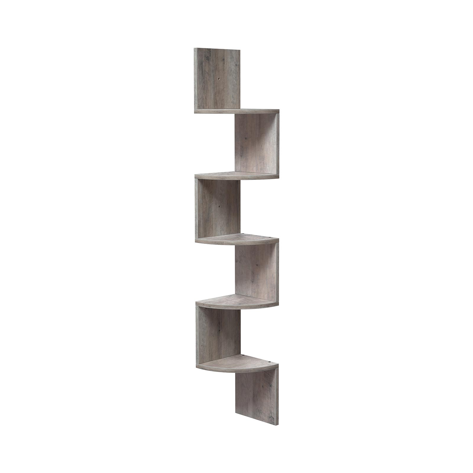 Greige Wall-Mounted Wooden Corner Bookshelf - Indigo Home