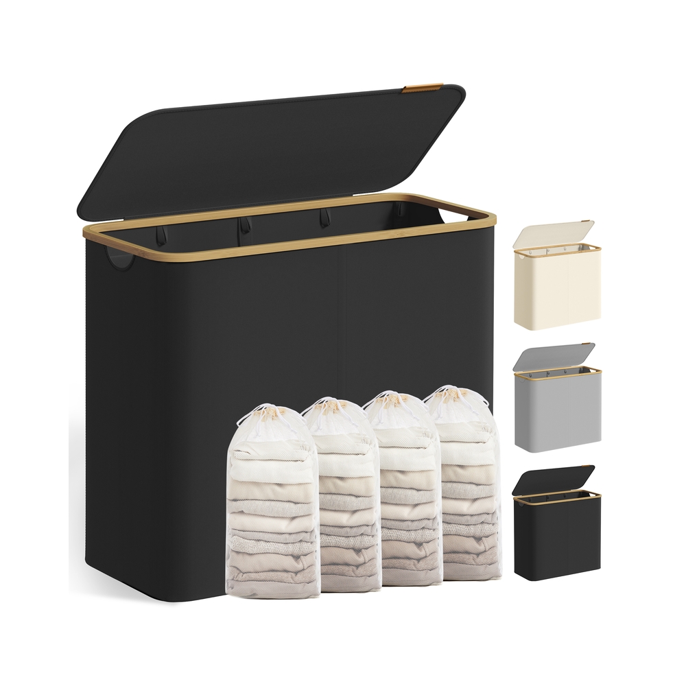 MOSSFORD Laundry Basket with Lid - Black - Indigo Home