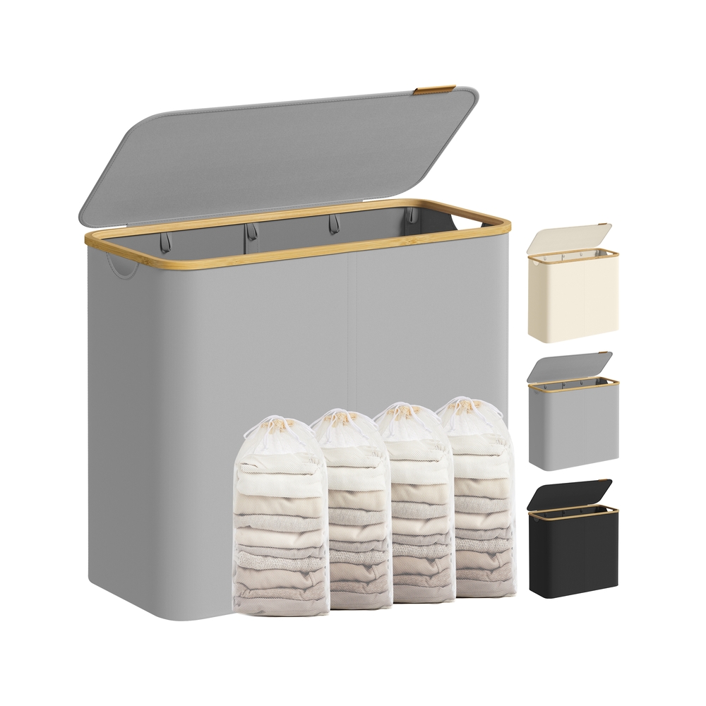 MOSSFORD Laundry Basket with Lid - Grey - Indigo Home