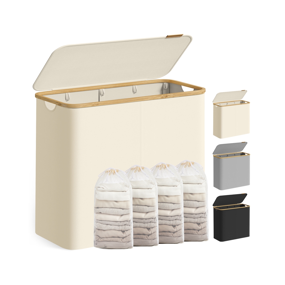 MOSSFORD Laundry Basket with Lid - Cream White - Indigo Home