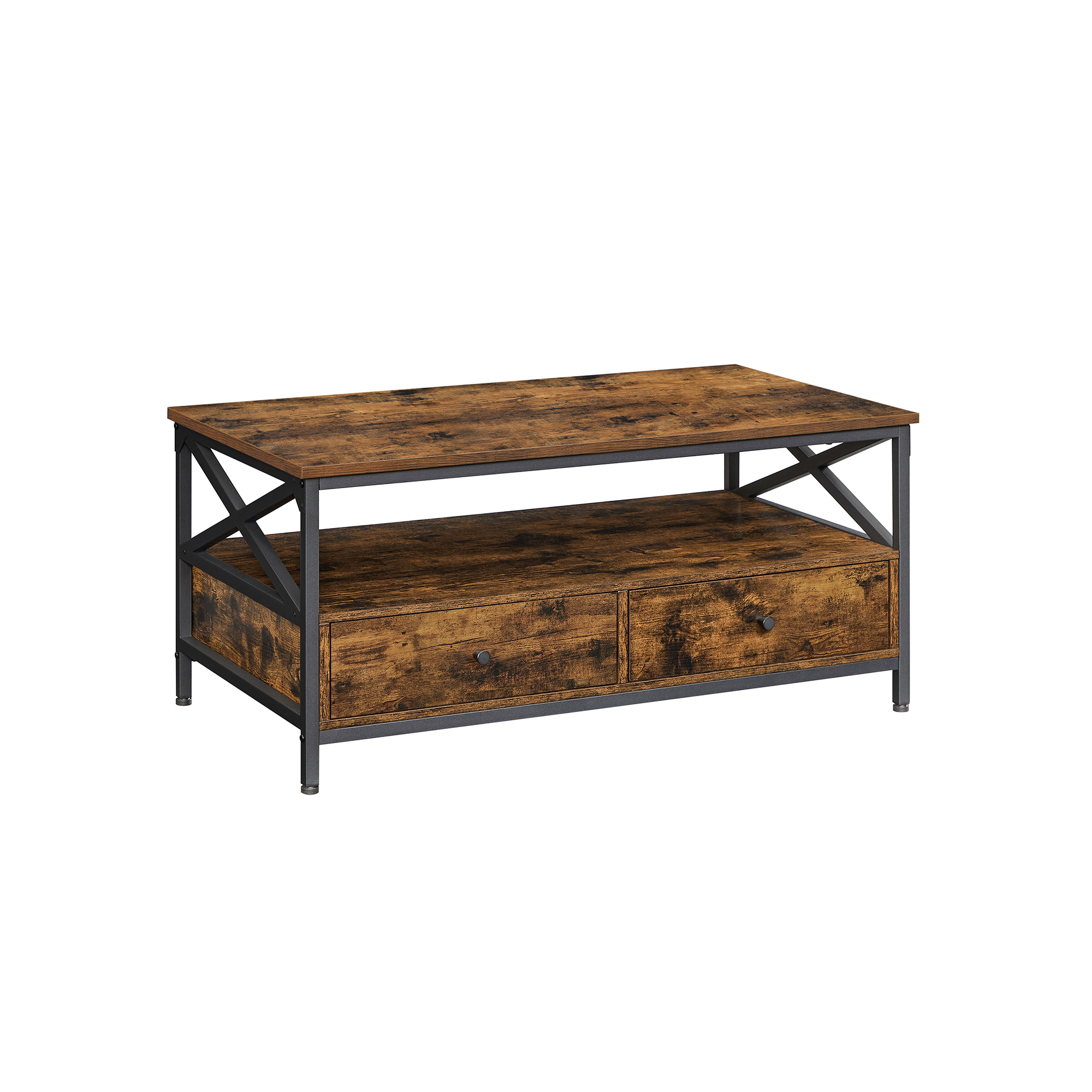 Industrial Brown Coffee Table with Drawers - Indigo Home
