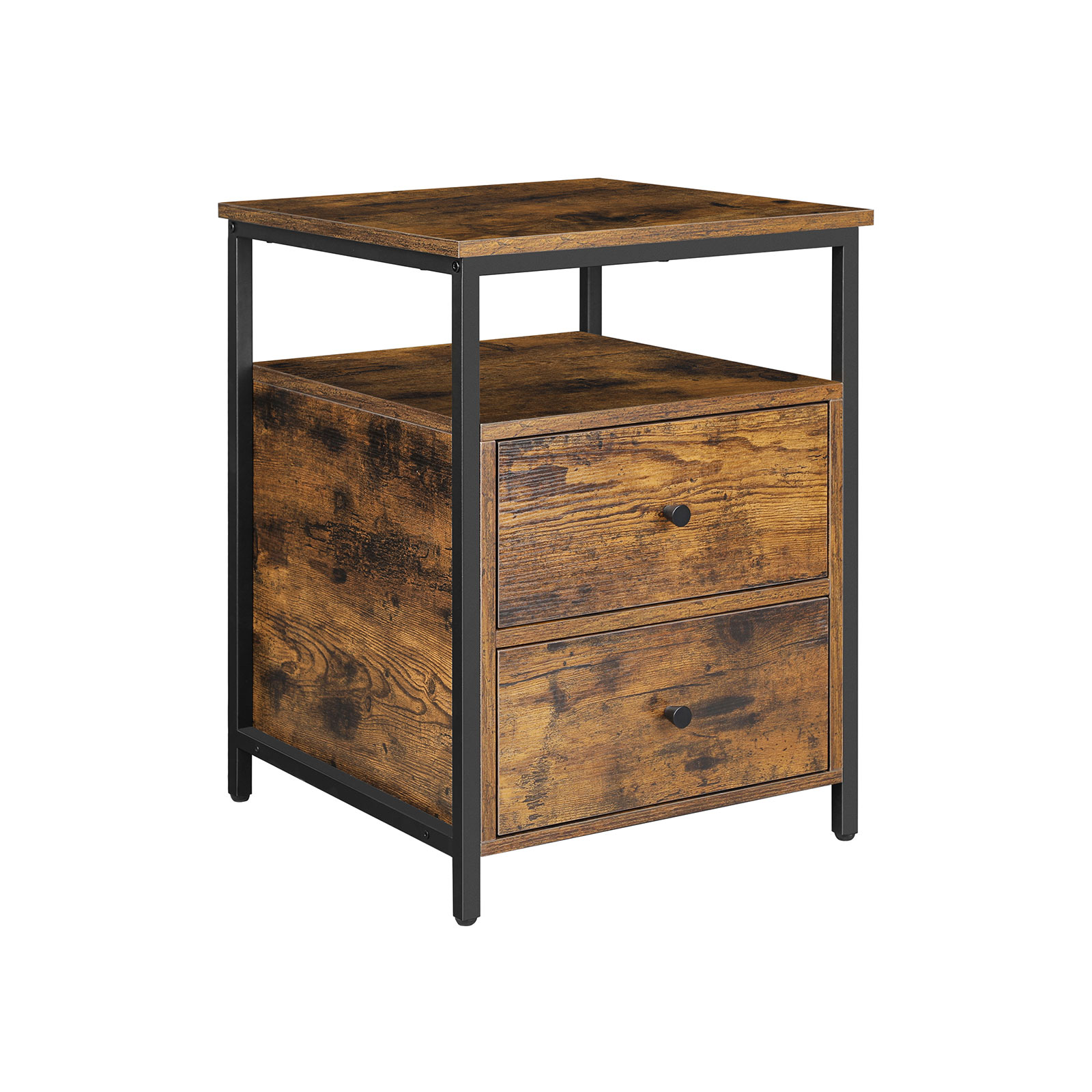 Bedside Table - HAZEL Nightstand Rustic Brown 45cm - Indigo Home
