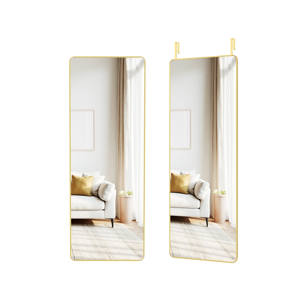 ROWANSHIRE Arched Full Length Mirror for Over the Door and Wall Mounting - Gold - Indigo Home
