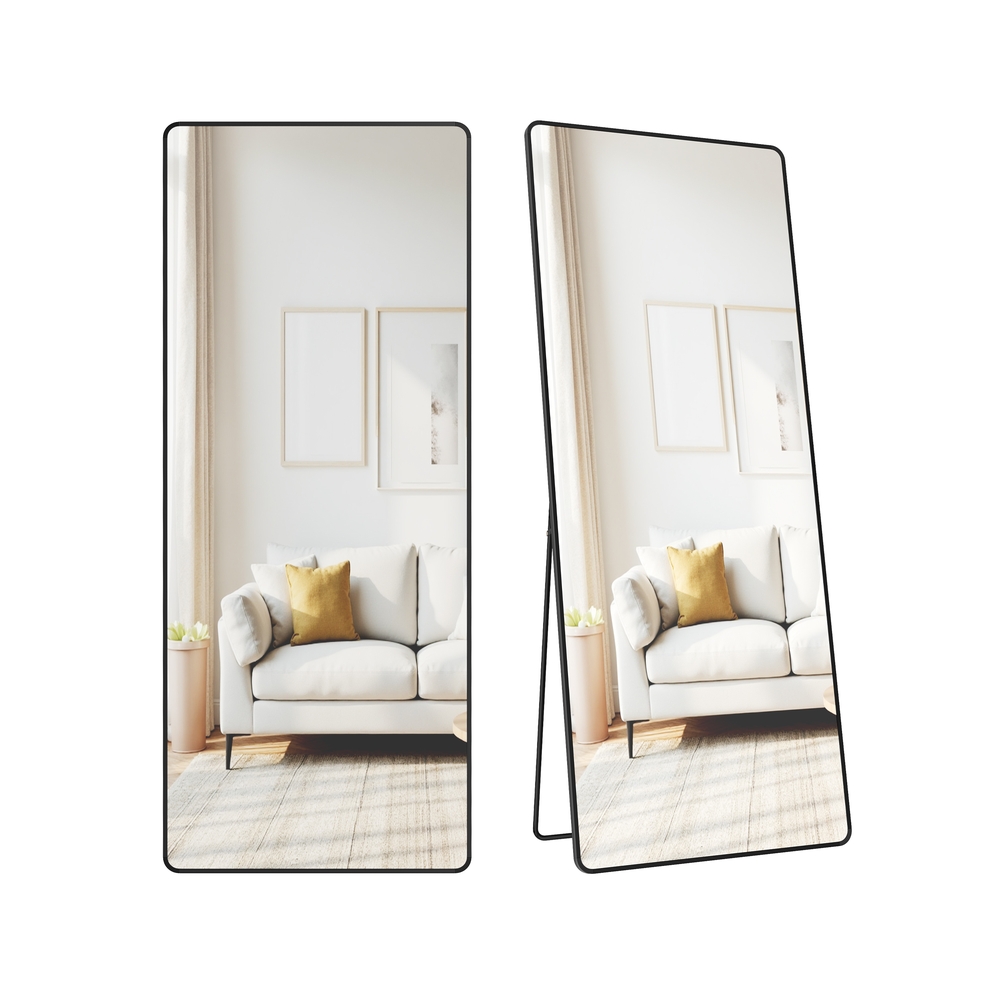 ROWANSHIRE Rectangle Full Length Mirror with Stand - Black, 60cm - Indigo Home