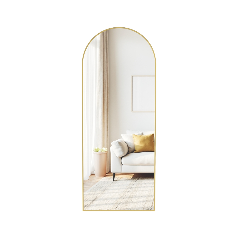 ROWANSHIRE Arched Full Body Mirror with Stand - Gold - Indigo Home