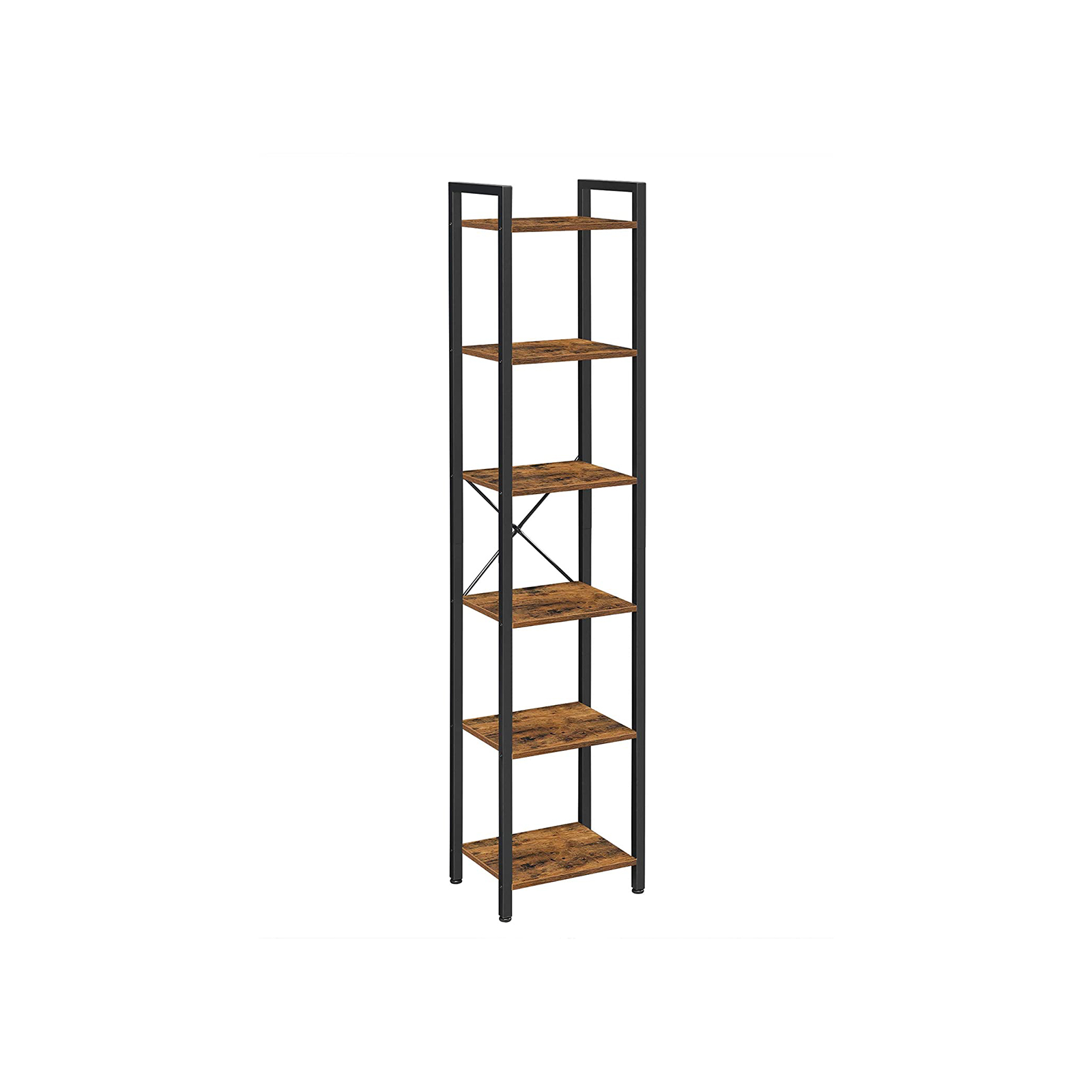 6-Tier Bookshelf Rustic Brown and Black - Indigo Home