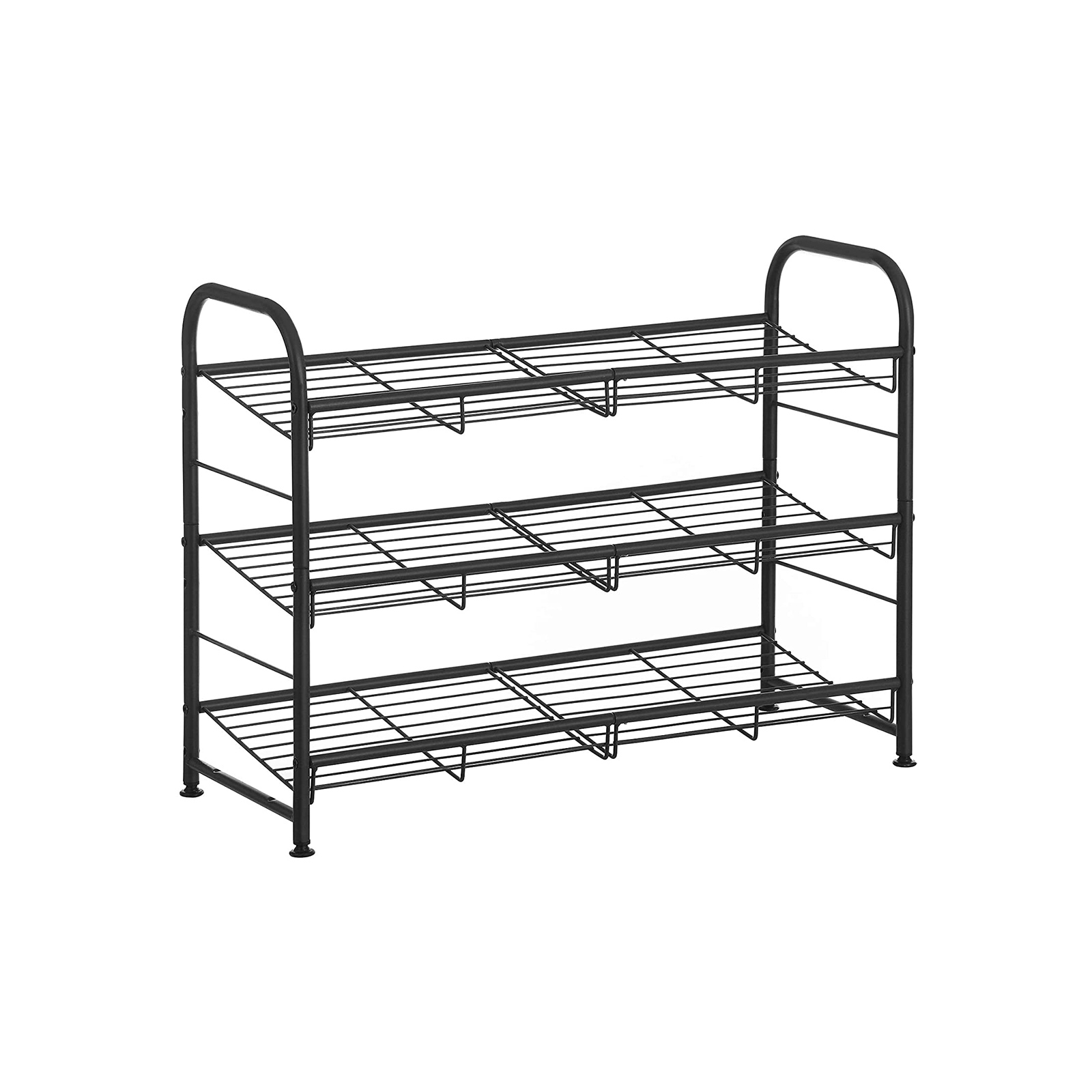 Black 3 Tiers Shoe Rack with Adjustable Shelves - Indigo Home