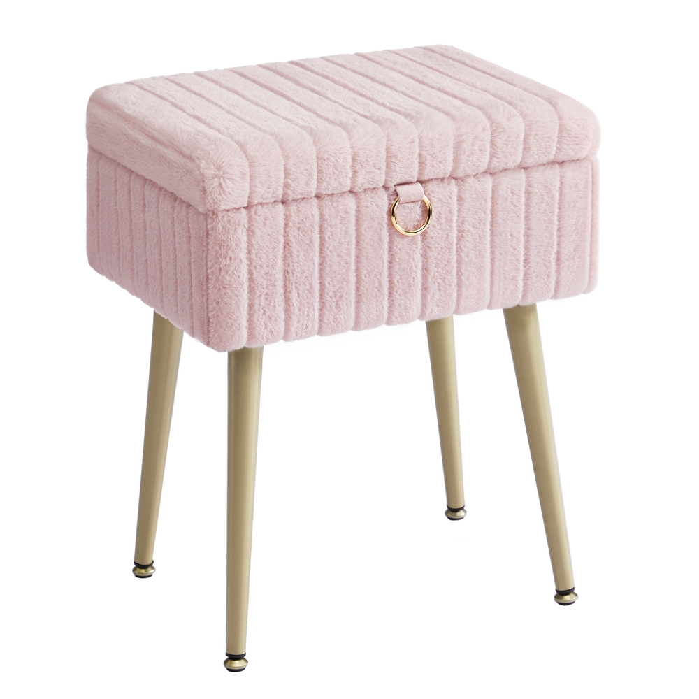 OXGATE Vanity Stool with Storage - Jelly Pink - Indigo Home