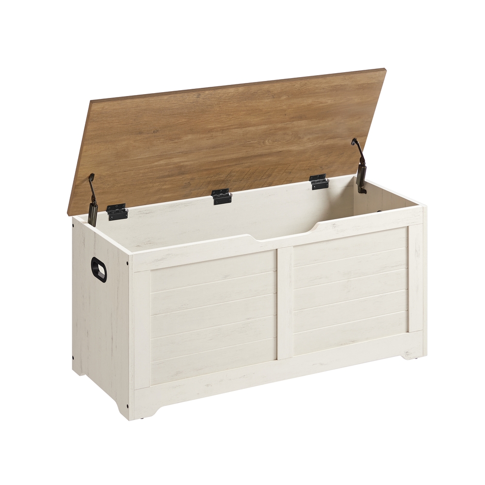 THORNVALE Storage Otooman With Blanket Box and 2 Safety Hinges - White - Indigo Home