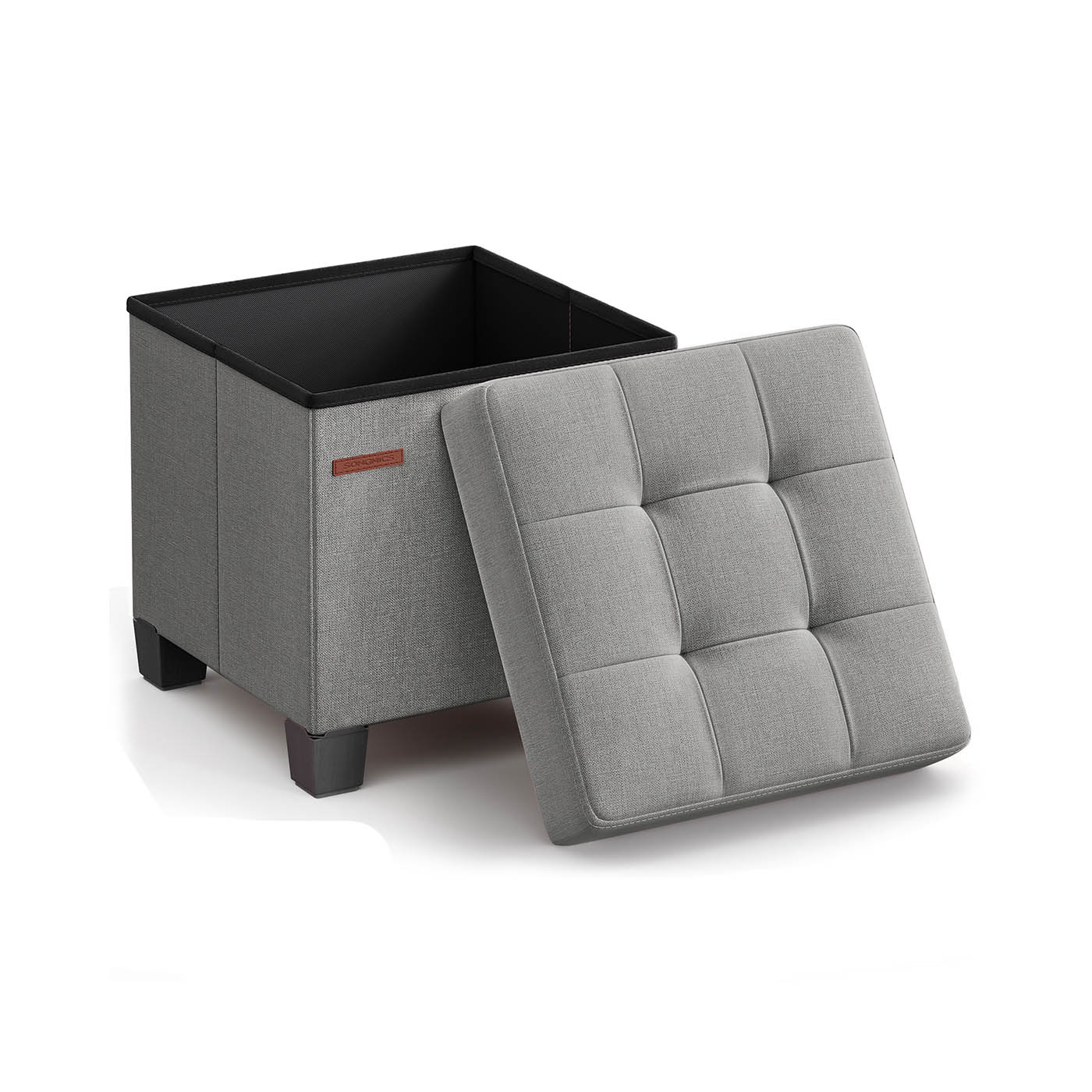 Ottoman Foot Rest - VELSO Foldable Storage Ottoman - Dove Grey - Indigo Home