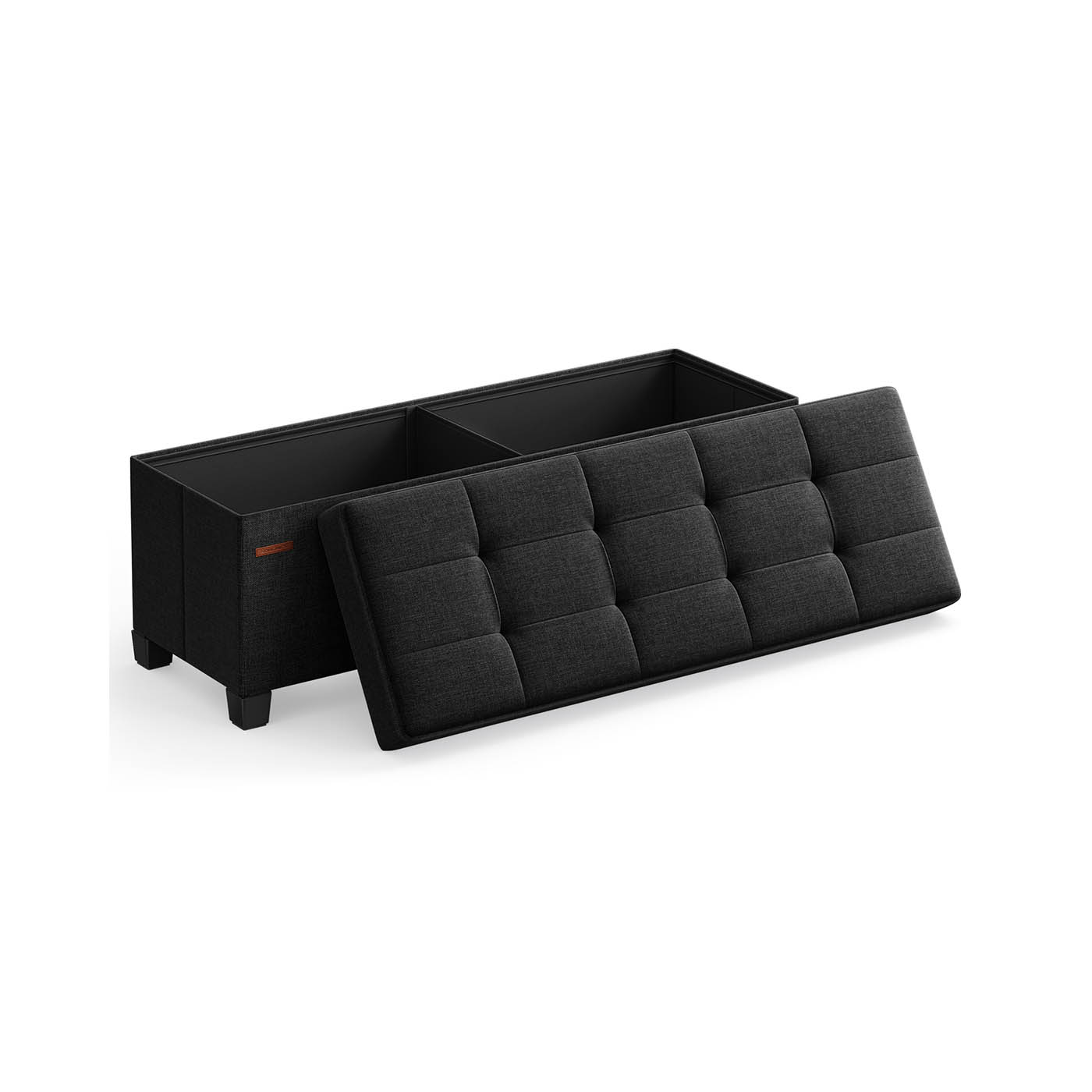 Storage Ottoman Bench - VELSO Foldable Storage Ottoman with Legs - Black - Indigo Home