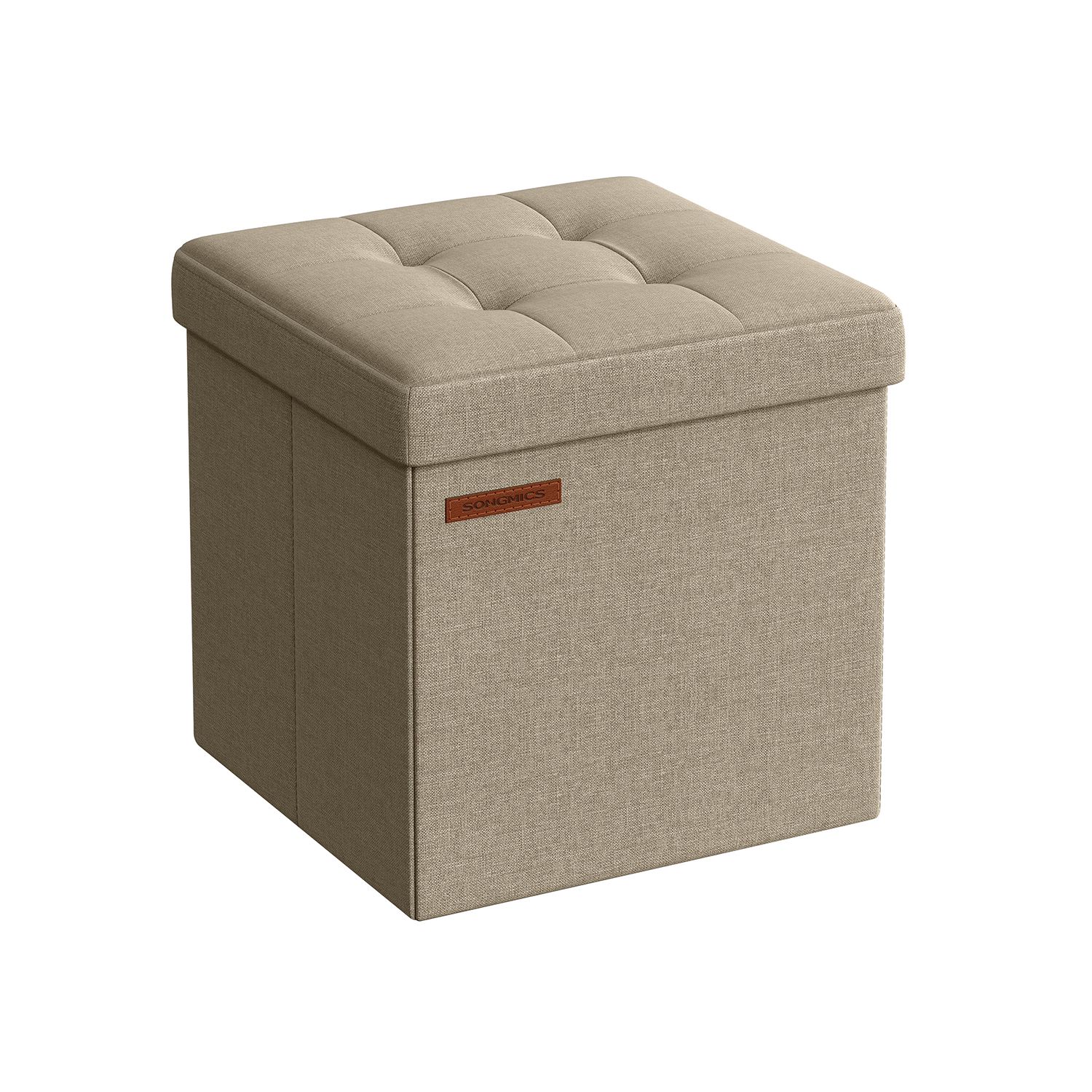 Storage Ottoman - VELSO Small Foldable Storage Ottoman 30cm Camel Brown - Indigo Home