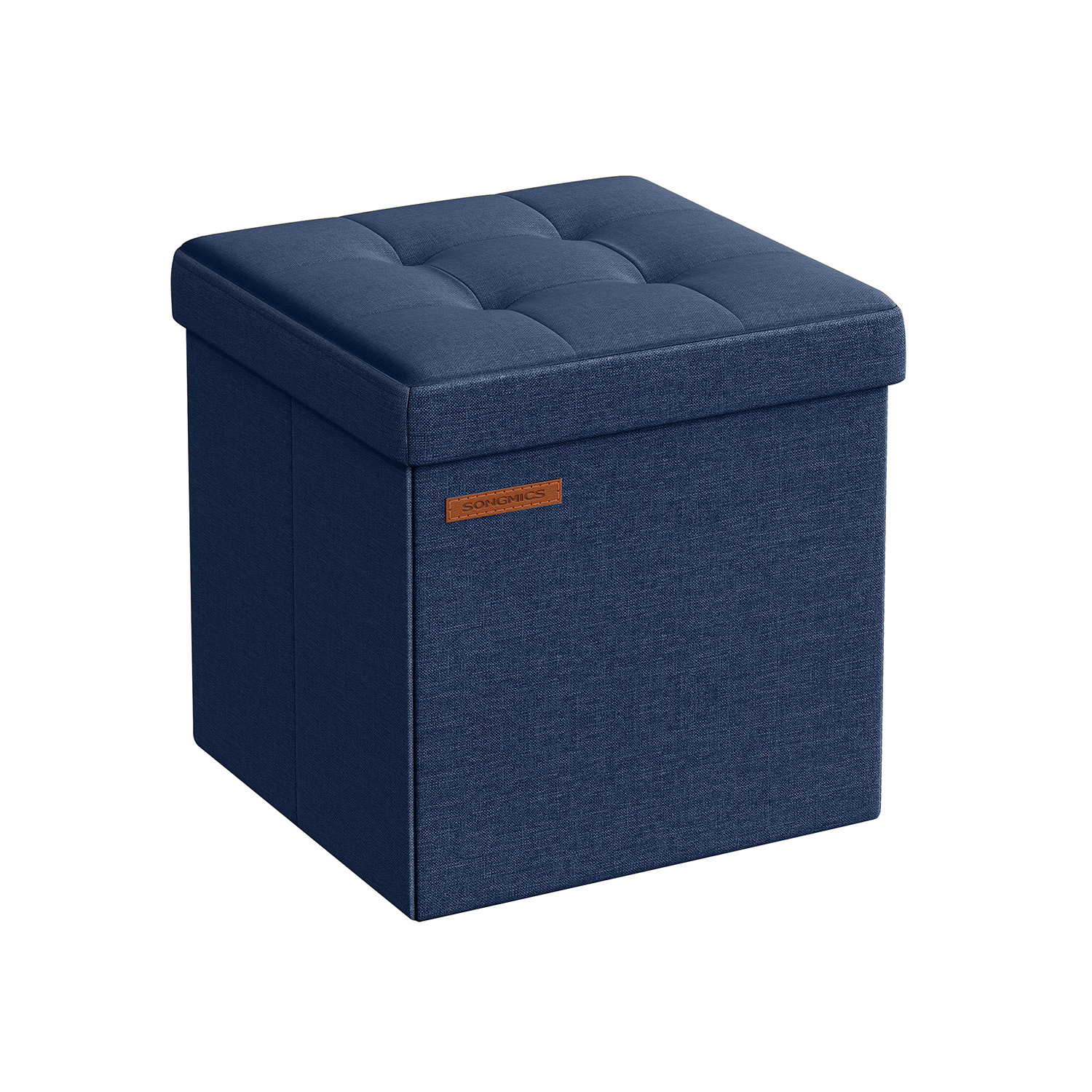 Storage Ottoman - VELSO Foldable Small 30 x 30 cm Storage Ottoman - Midnight Blue - Indigo Home