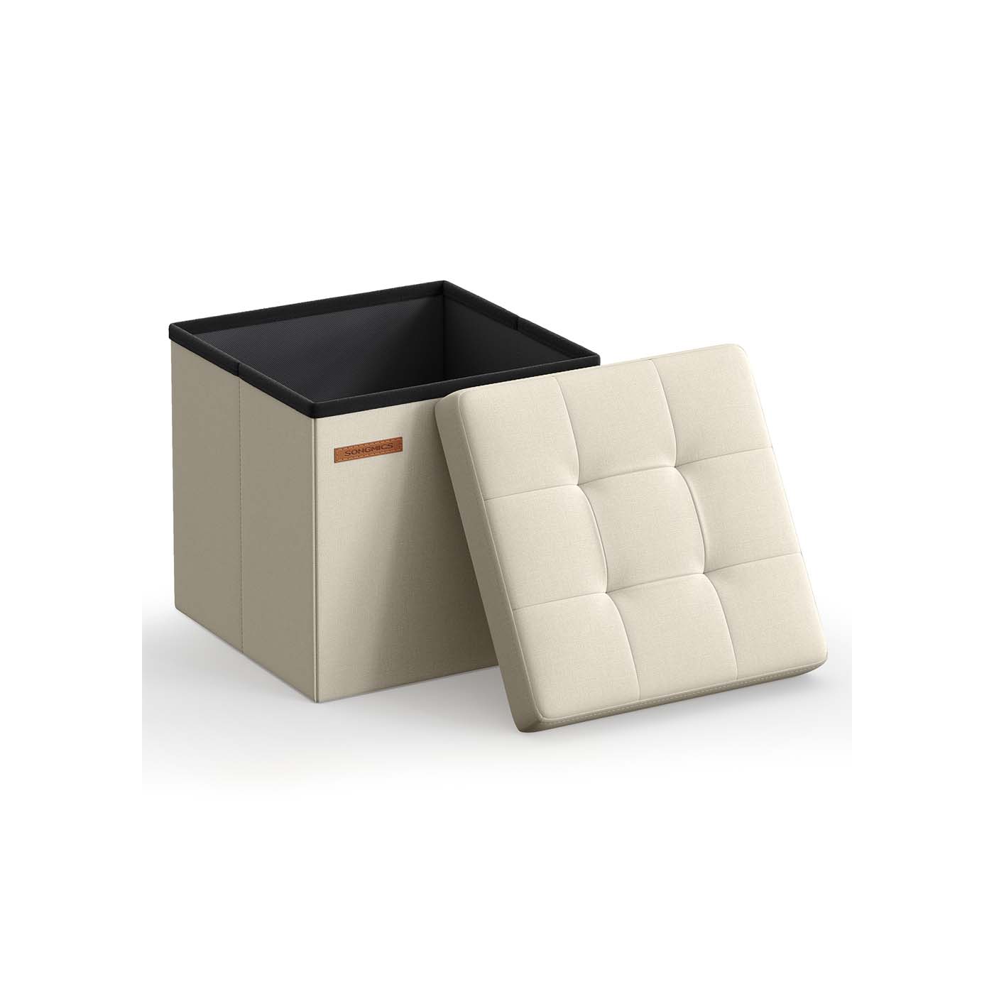 Storage Ottoman - VELSO Foldable Small Storage Ottoman 30 x 30 cm - White - Indigo Home