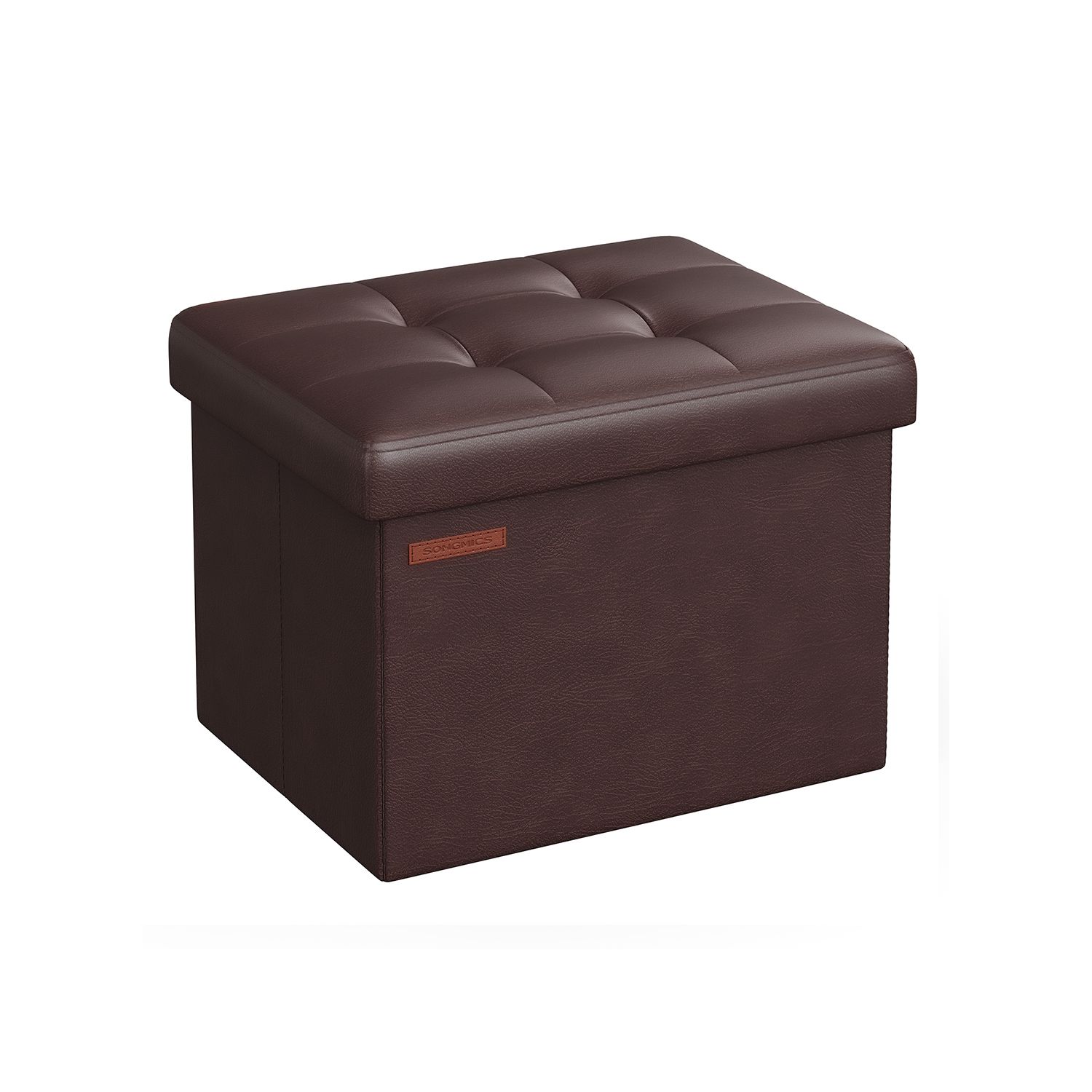 Ottoman Foot Rest - VELSO Foldable Small Chestnut Brown - Indigo Home