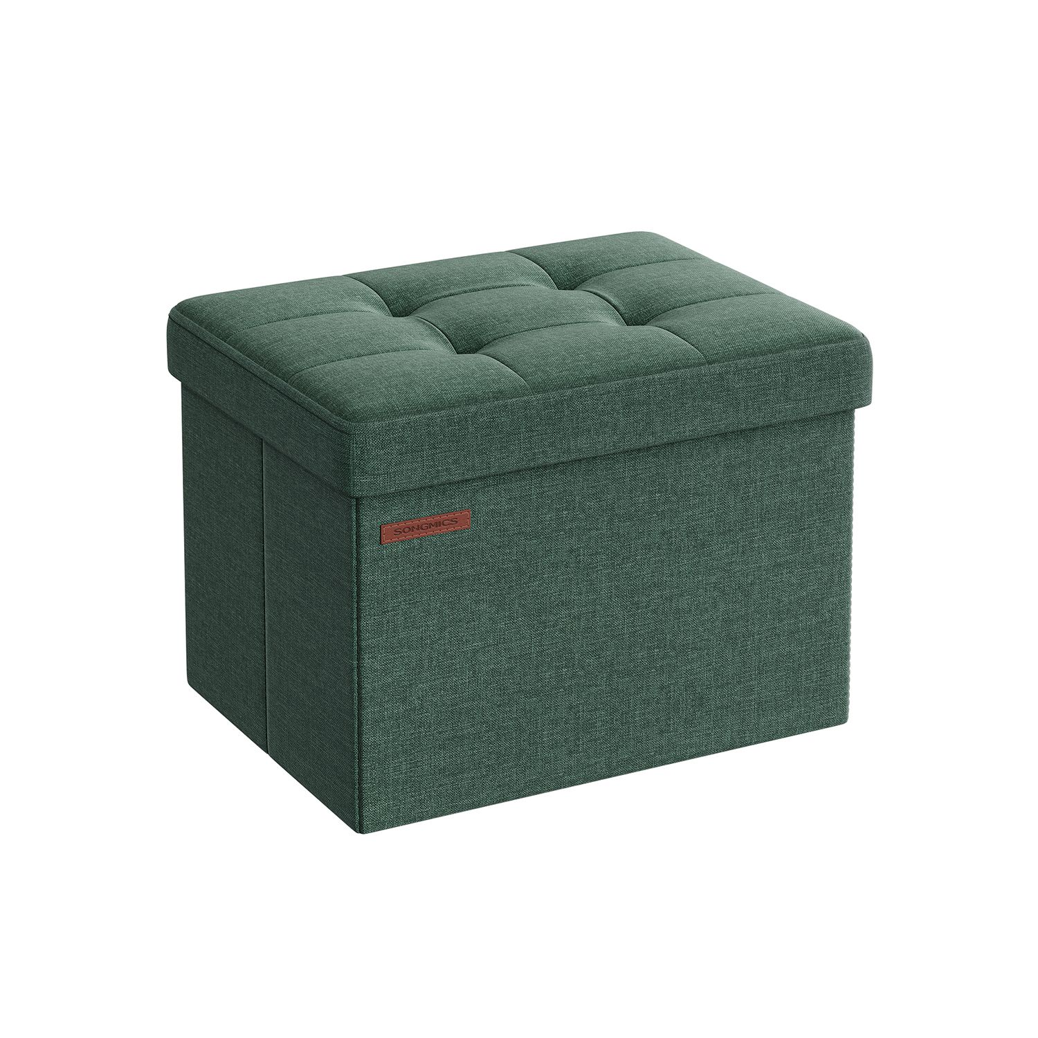 Storage Ottoman - VELSO Foldable Small Ottoman Retro Green - Indigo Home