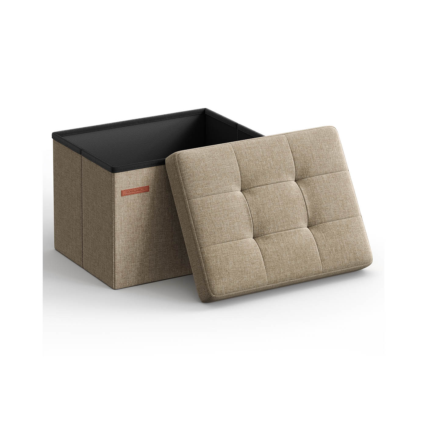 Ottoman Foot Rest - VELSO Foldable Small Storage Ottoman - Camel Brown - Indigo Home