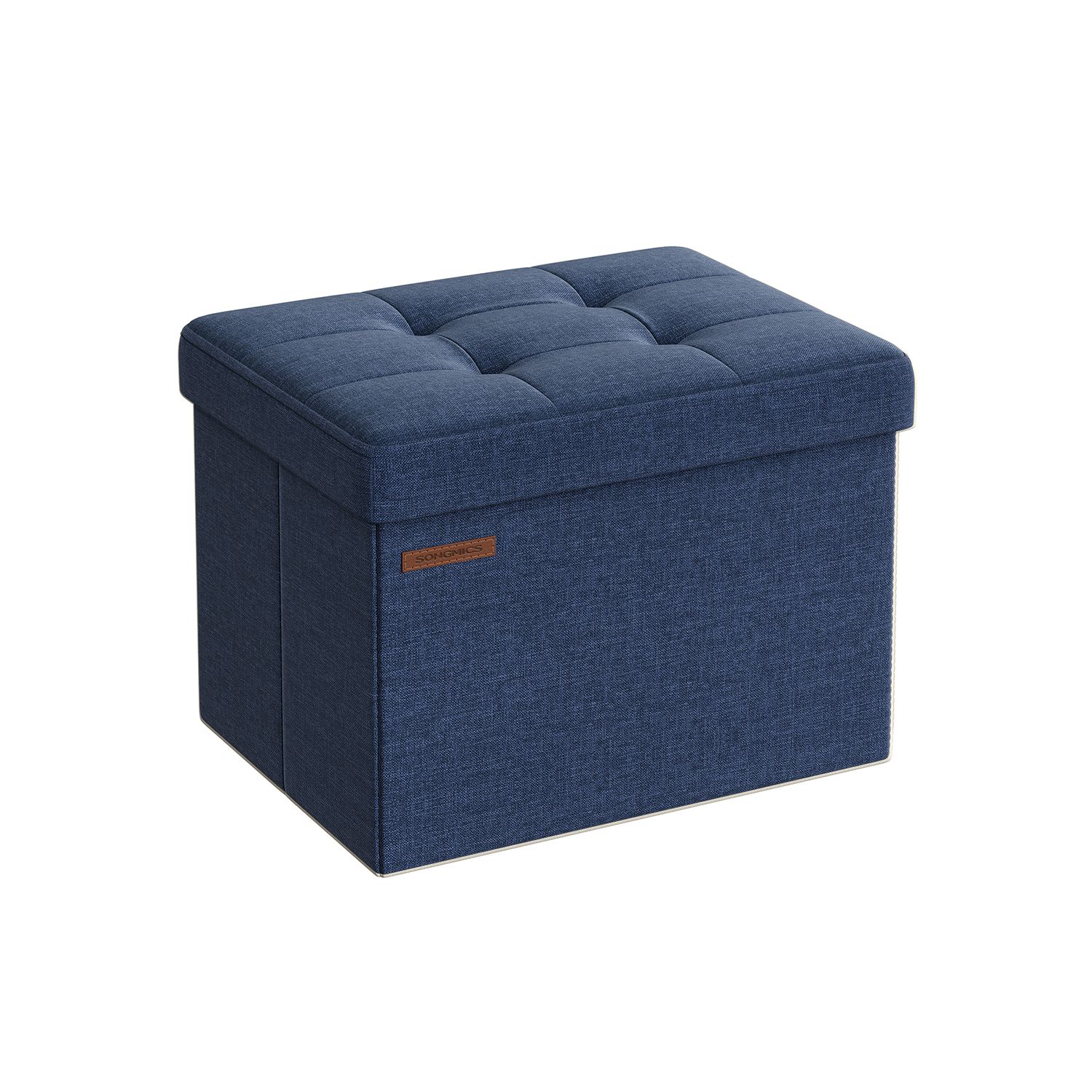 Storage Ottoman - VELSO Small Foldable Storage Ottoman 41cm Denim Blue - Indigo Home