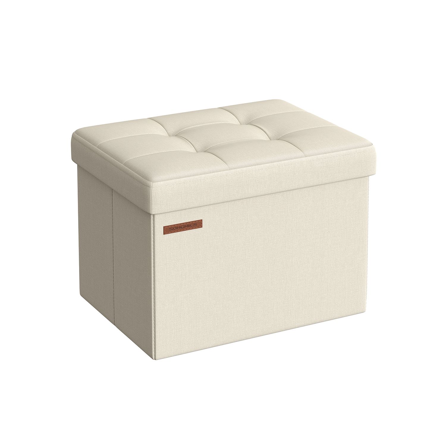 Storage Ottoman - VELSO Foldable Small Storage Ottoman 31 x 41 cm - White - Indigo Home