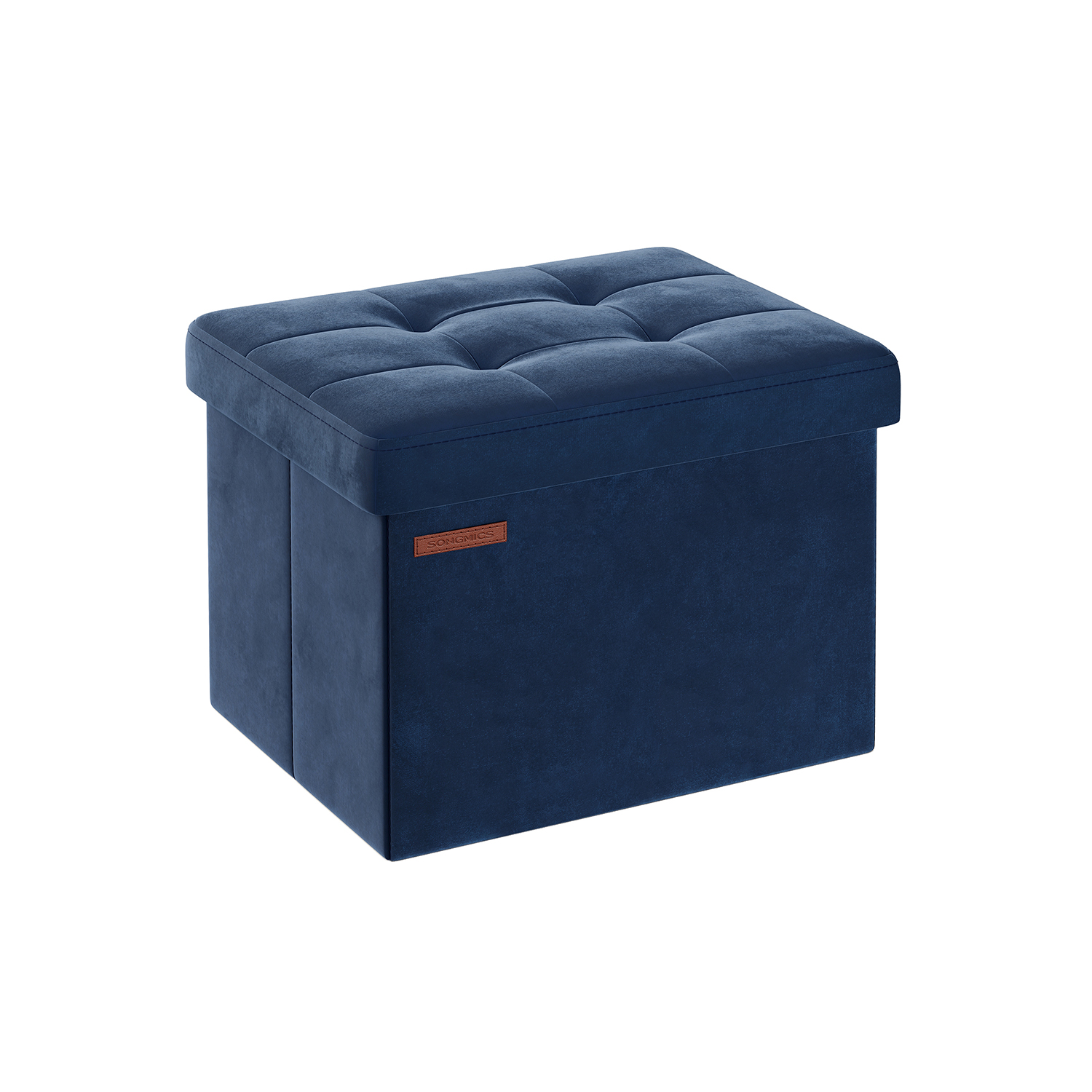 Ottoman Foot Stool - VELSO Foldable Small Storage Ottoman - Midnight Blue - Indigo Home