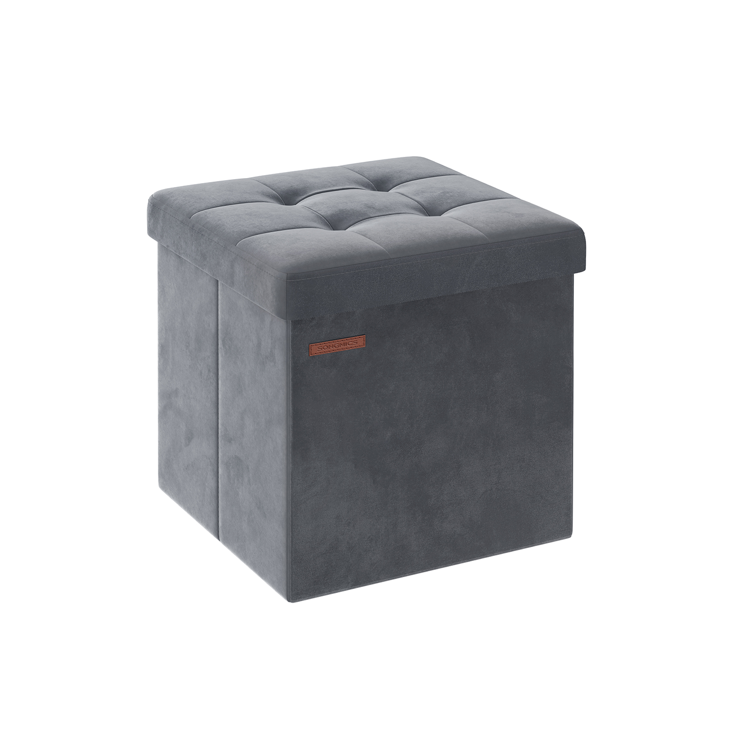 38 x 38 x 38 cm Foldable Storage Ottoman Bench Slate Grey - Indigo Home
