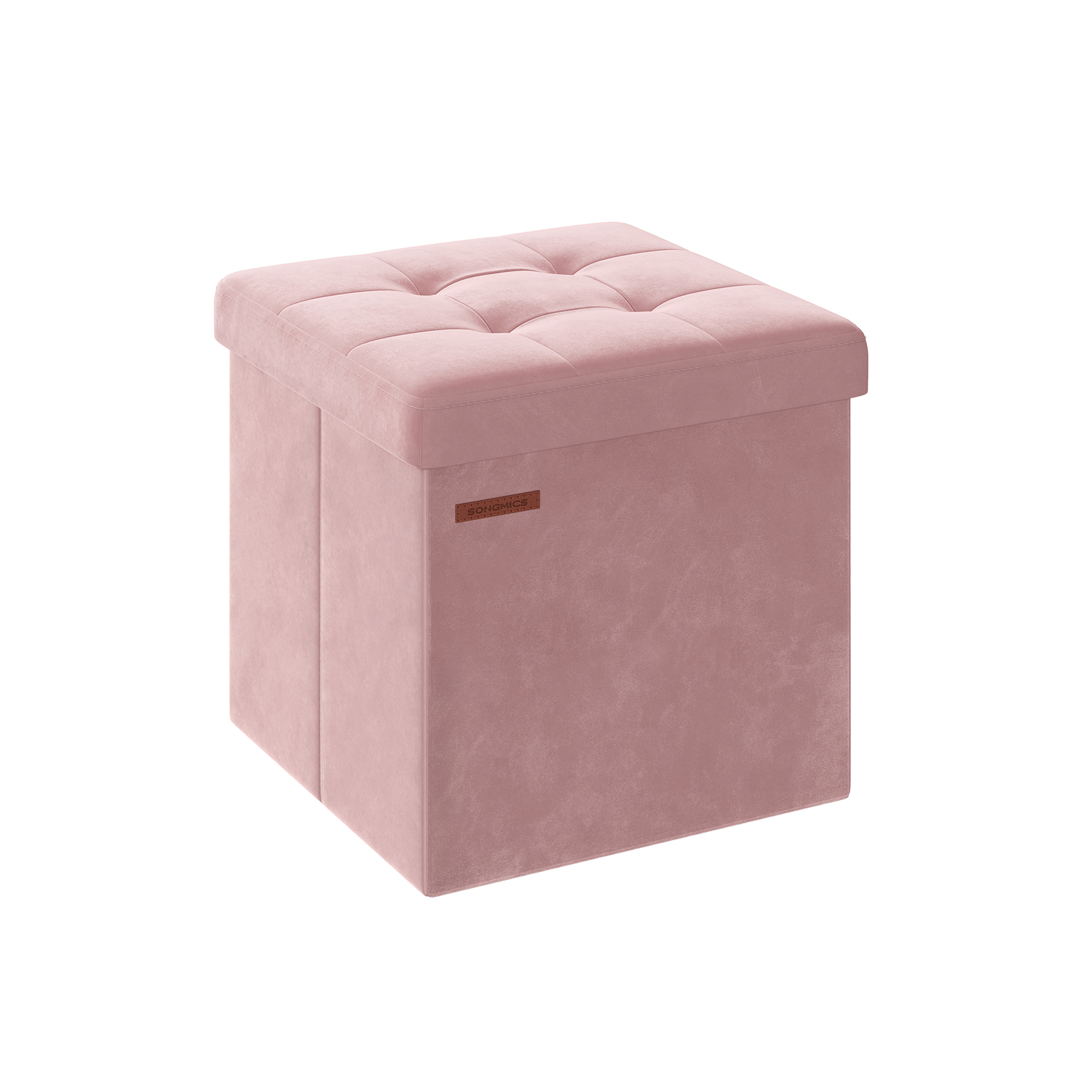 38 x 38 x 38 cm Foldable Storage Ottoman Bench Jelly Pink - Indigo Home