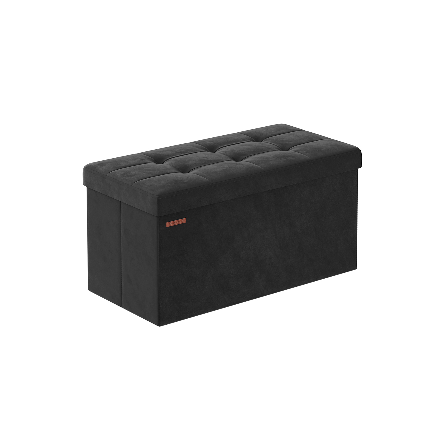 38 x 76 x 38 cm Foldable Storage Ottoman Bench Ink Black - Indigo Home