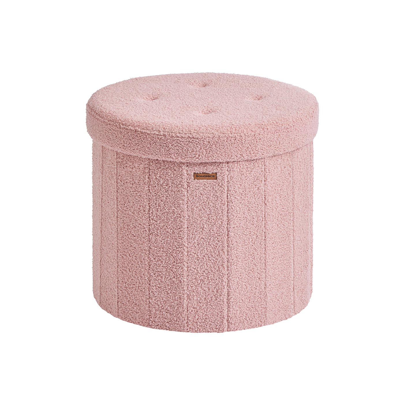 Storage Ottoman Stool - VELSO Round Foldable Storage Ottoman with Removable Lid - Jelly Pink - Indigo Home