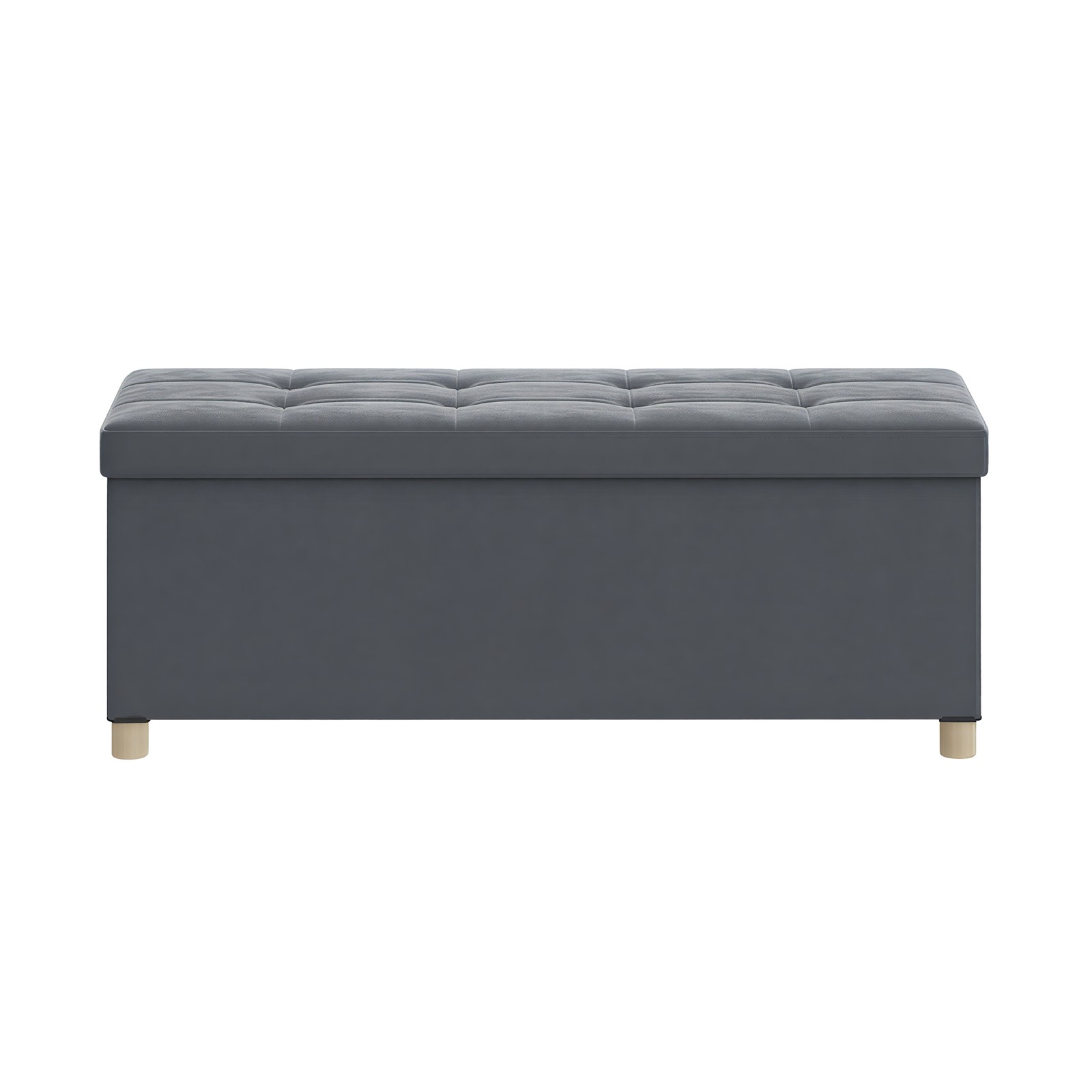 BRAMBLECREST 112L Velvet Storage Ottoman with Lid - Grey - Indigo Home