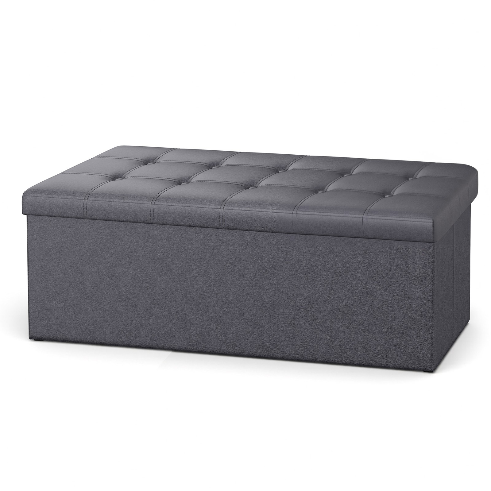 BRAMBLECREST Folding Storage Bench Ottoman Seat with Internal Storage - Grey - Indigo Home
