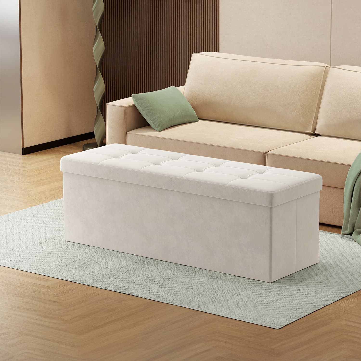 Ottoman Foot Rest - VIVRAH Foldable Storage Ottoman - White - Indigo Home
