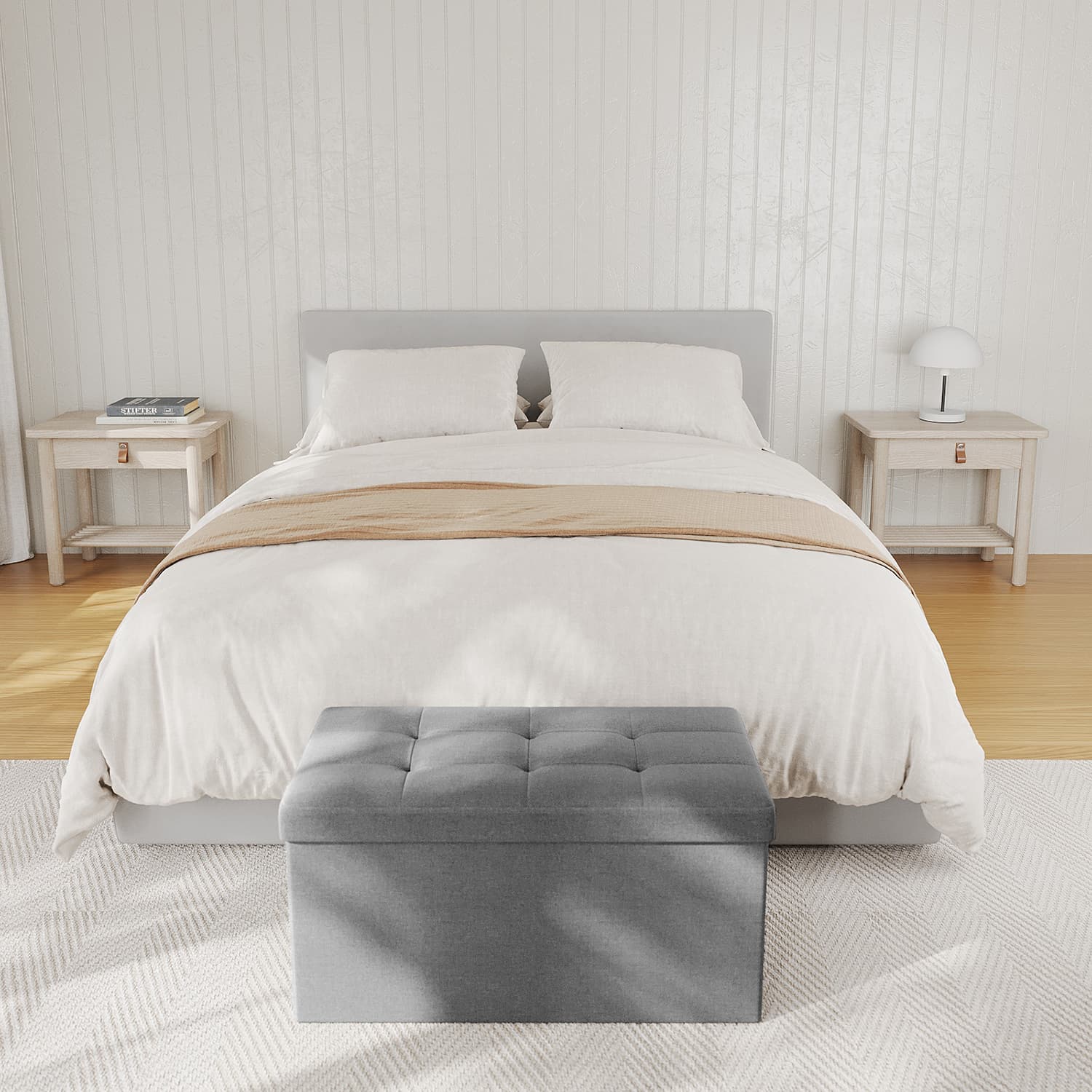 Storage Bench - VIVRAH Small Storage Ottoman End of Bed Bench - Grey - Indigo Home