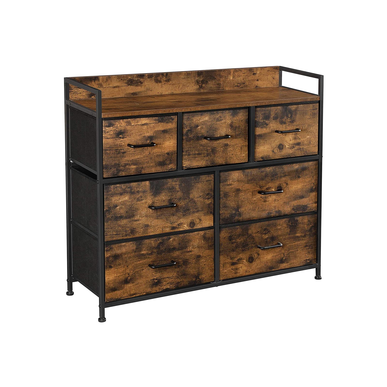 LHASA Oak Finish Chest of Drawers - Large-sized, 7 Drawers, Double - Indigo Home