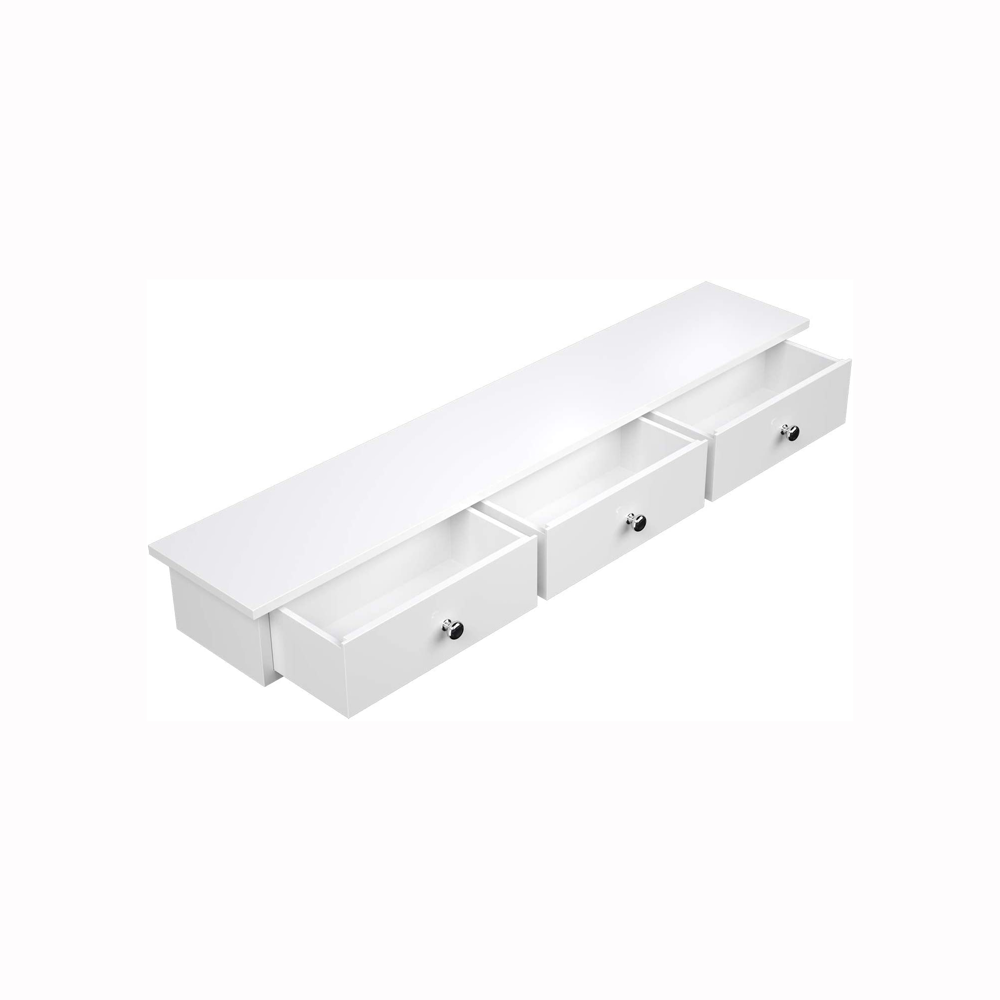 White Wall-Mounted Floating Shelf with Drawers - Indigo Home