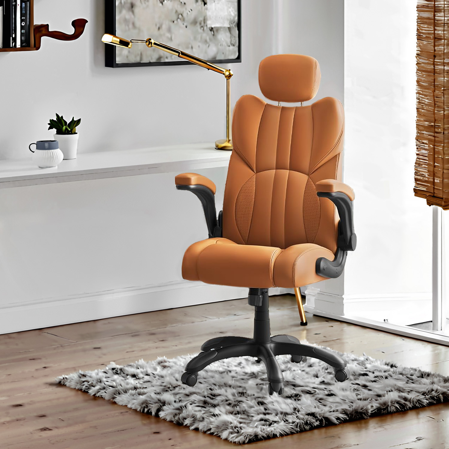 Gaming Chair - ORANIA Ergonomic Adjustable Headrest Chair - Rustic Brown - Indigo Home