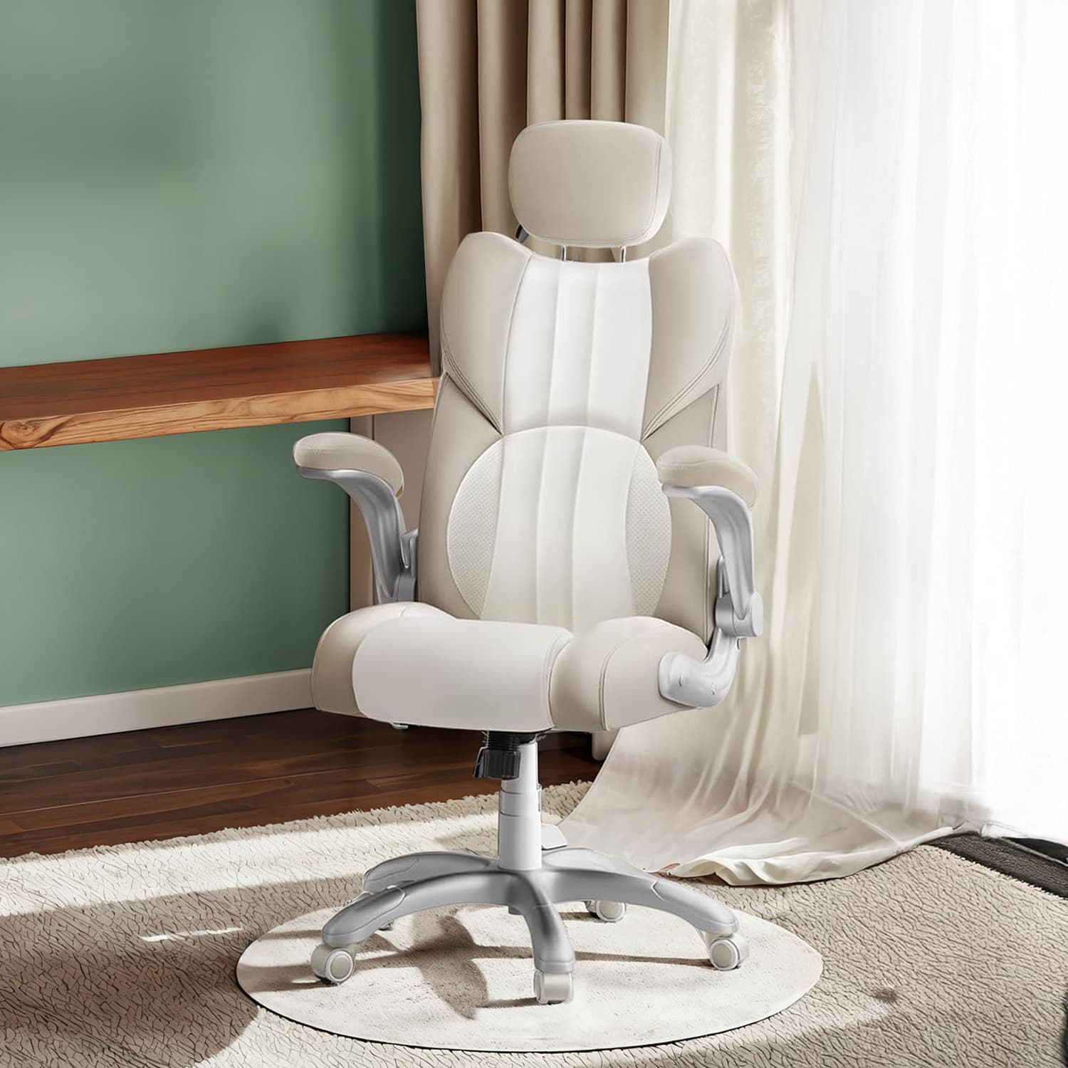 Gaming Chair - ORANIA Ergonomic Office Chair with Adjustable Headrest - Brown - Indigo Home